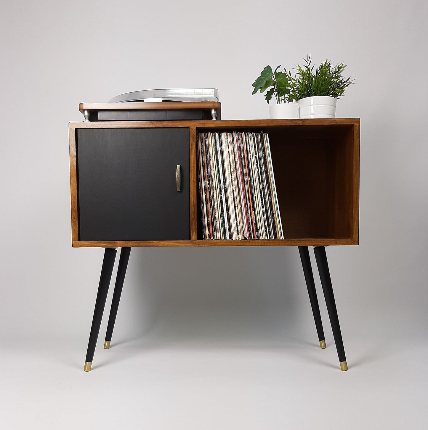 Walnut Sideboard | Black Door and Dansette Legs | Record Cabinet | Vinyl Cabinet | TV Stand