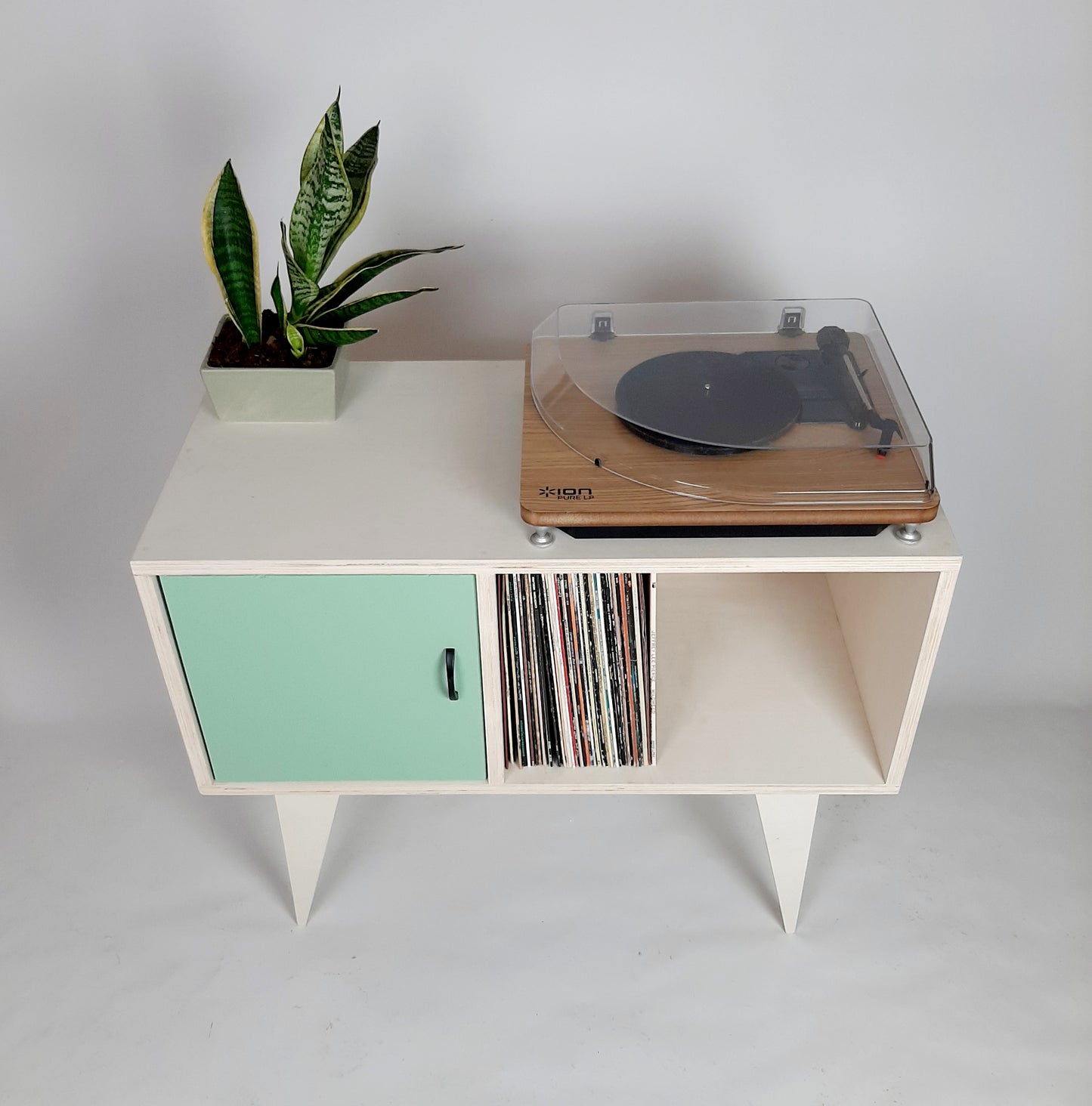 Minimalist Sideboard | Green Door | Vinyl Record Storage | Neutral Credenza | TV Stand