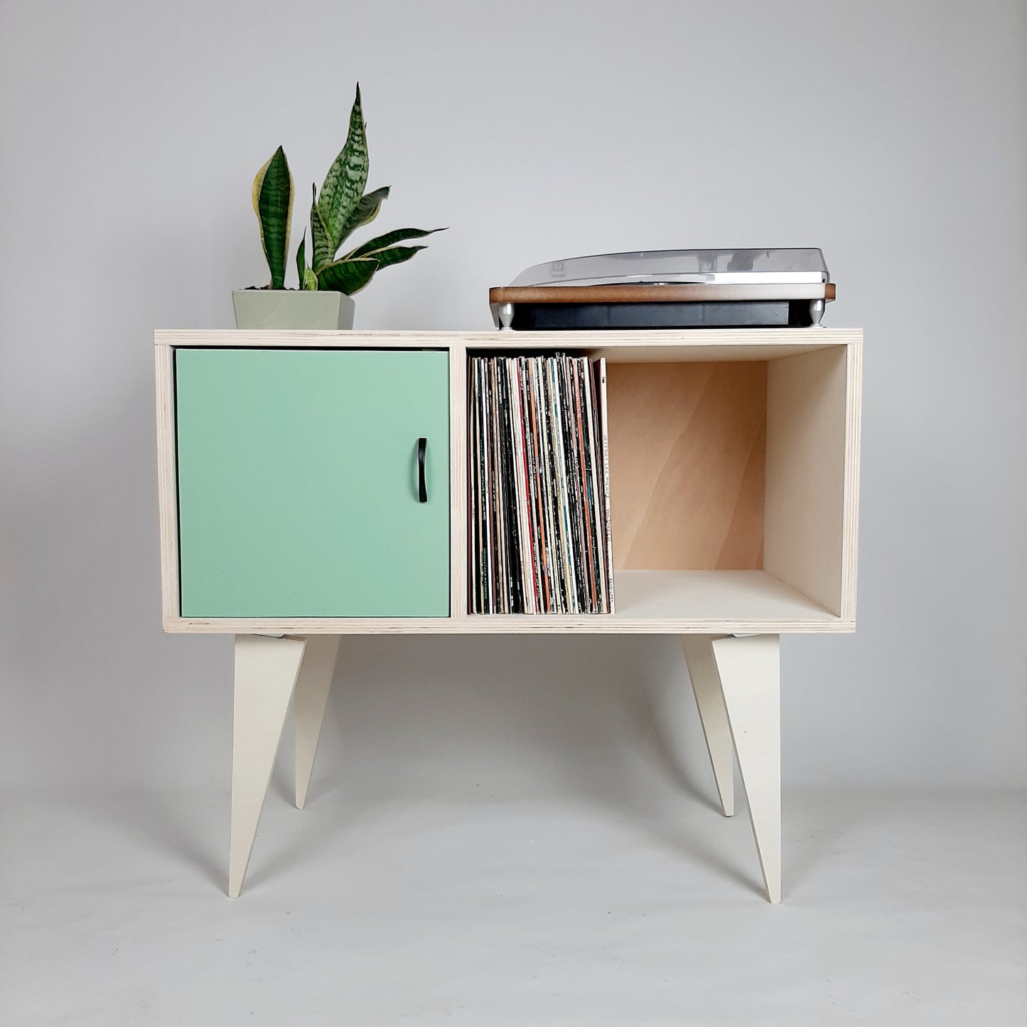 Minimalist Sideboard | Green Door | Vinyl Record Storage | Neutral Credenza | TV Stand