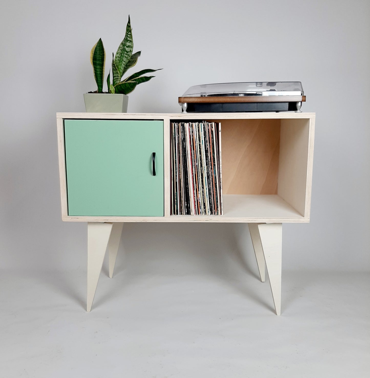 Minimalist Sideboard | Green Door | Vinyl Record Storage | Neutral Credenza | TV Stand