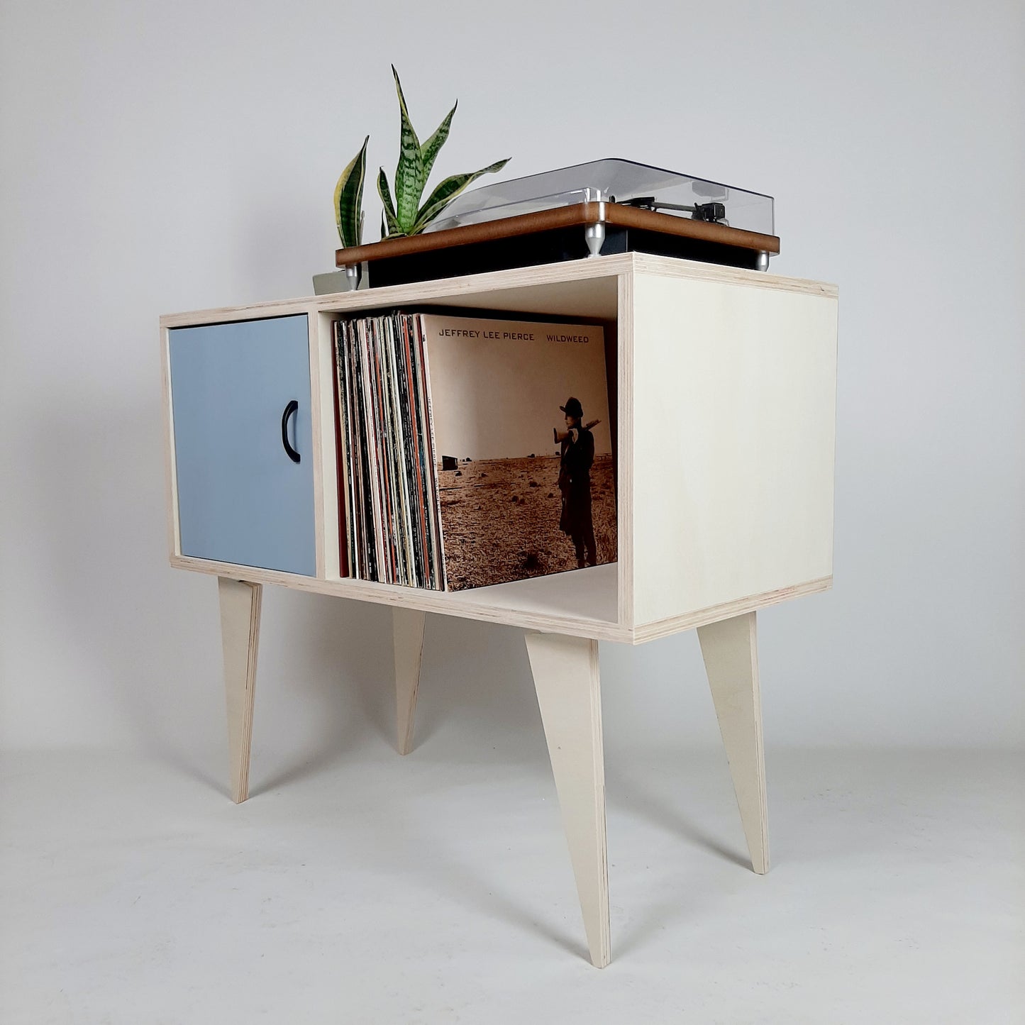 Minimalist Sideboard | Blue Door | Vinyl Record Storage | Neutral Credenza | TV Stand