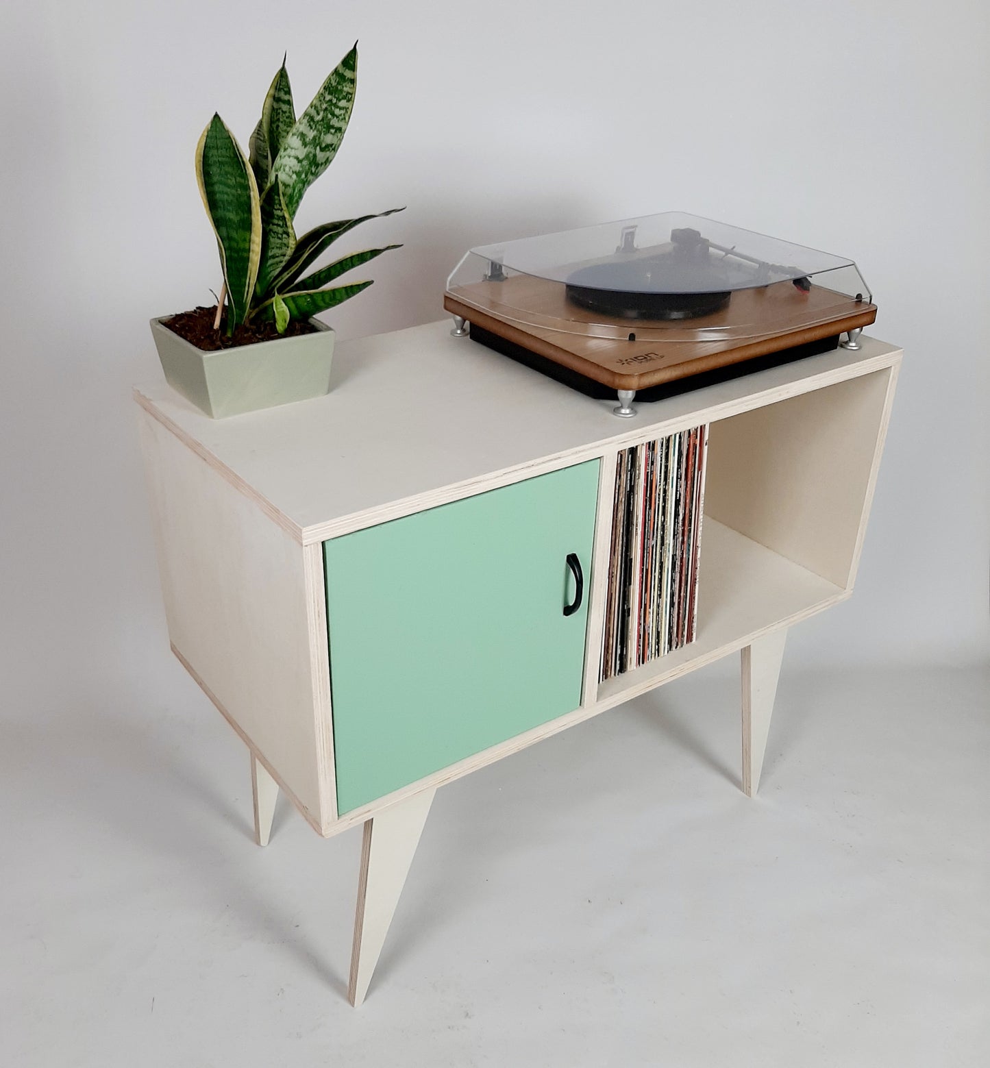 Minimalist Sideboard | Green Door | Vinyl Record Storage | Neutral Credenza | TV Stand