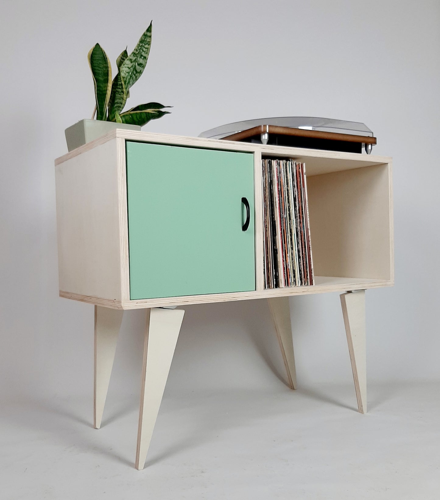 Minimalist Sideboard | Green Door | Vinyl Record Storage | Neutral Credenza | TV Stand