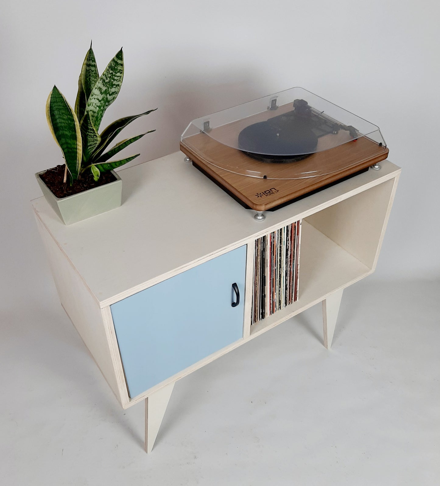 Minimalist Sideboard | Blue Door | Vinyl Record Storage | Neutral Credenza | TV Stand