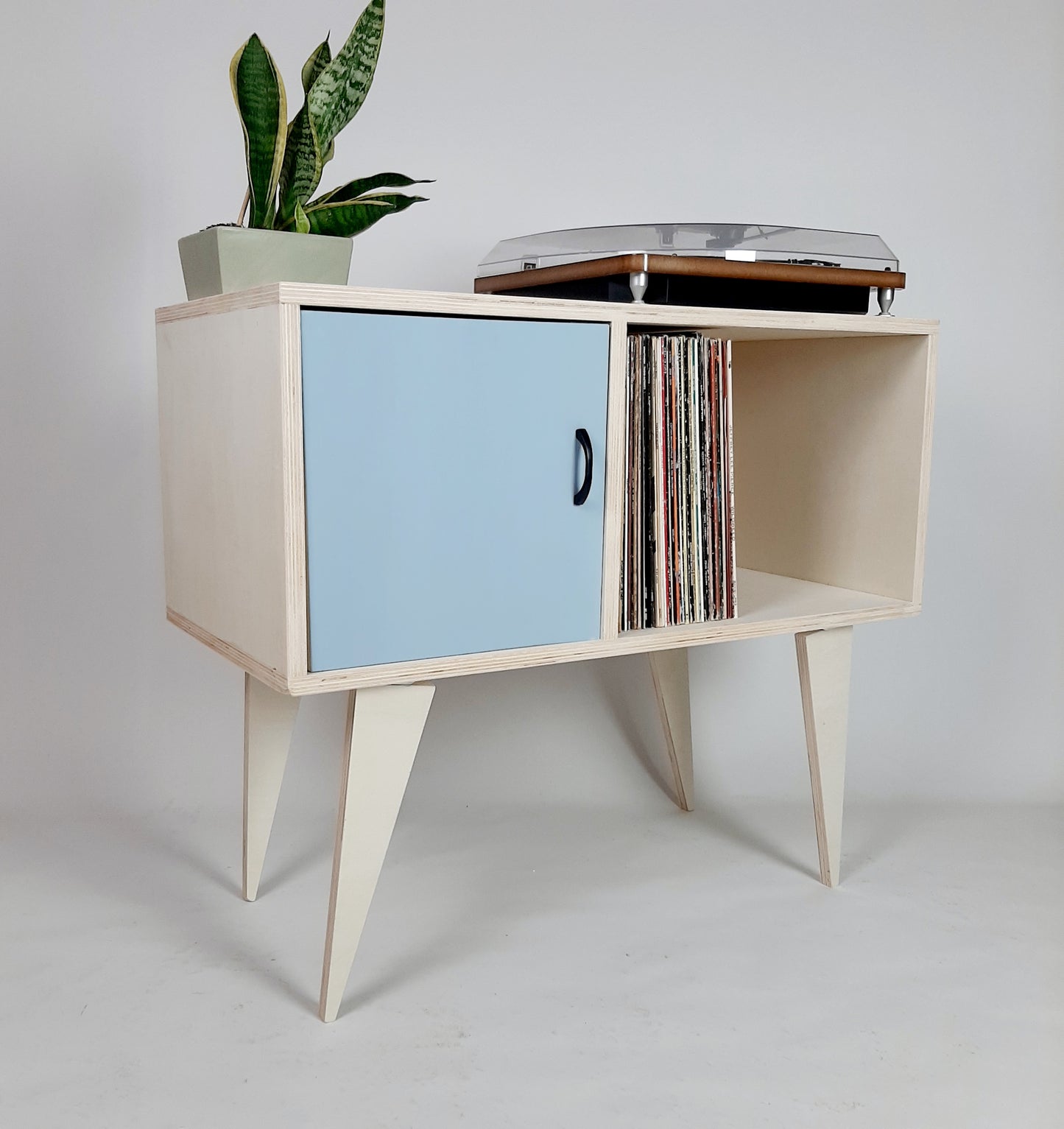 Minimalist Sideboard | Blue Door | Vinyl Record Storage | Neutral Credenza | TV Stand