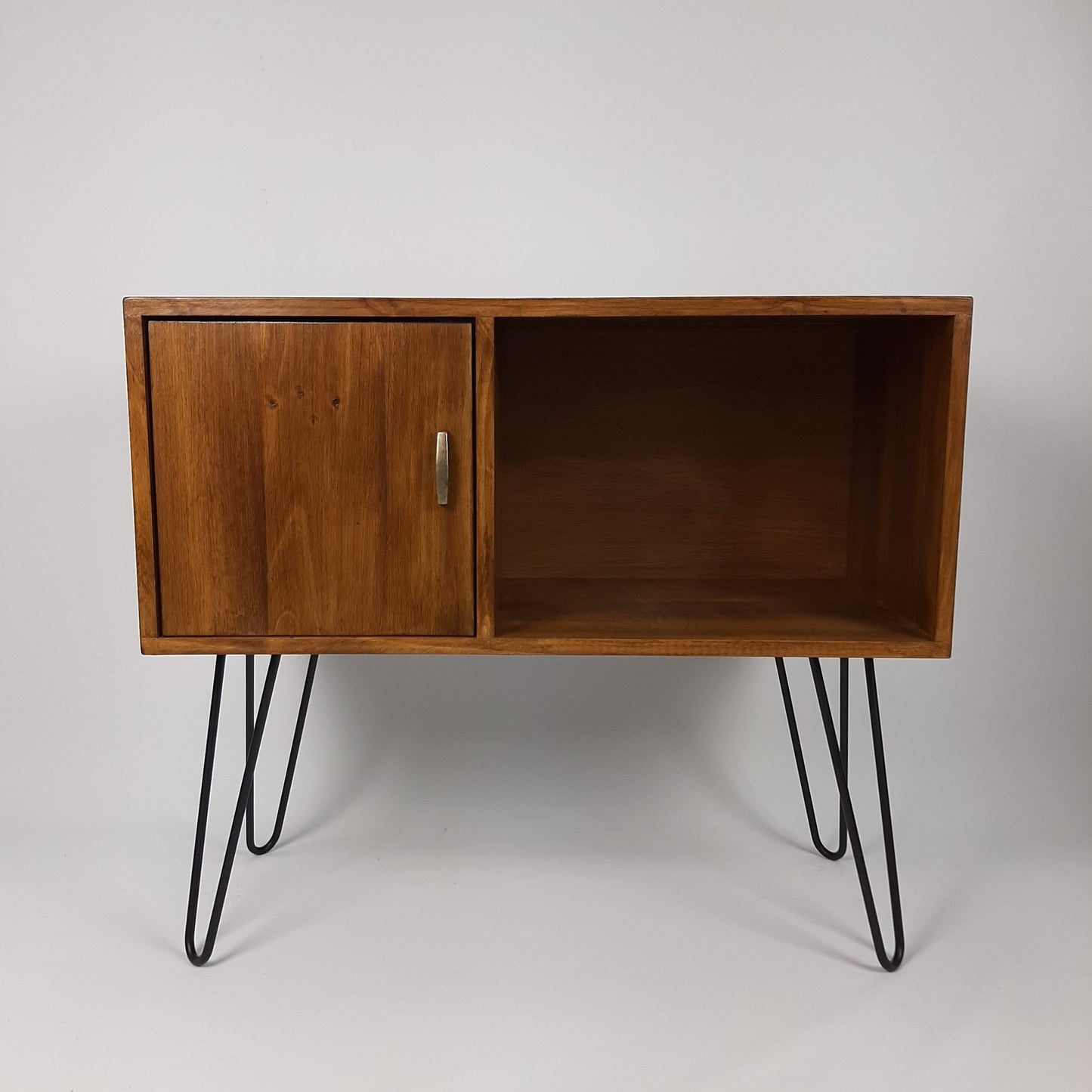 Walnut Sideboard with Brass Handle | Black Hairpin Legs Edition
