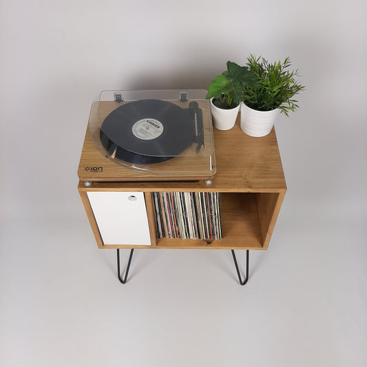 Sonia Custom Oak Sideboard with White Door | Black Hairpin Legs Edition