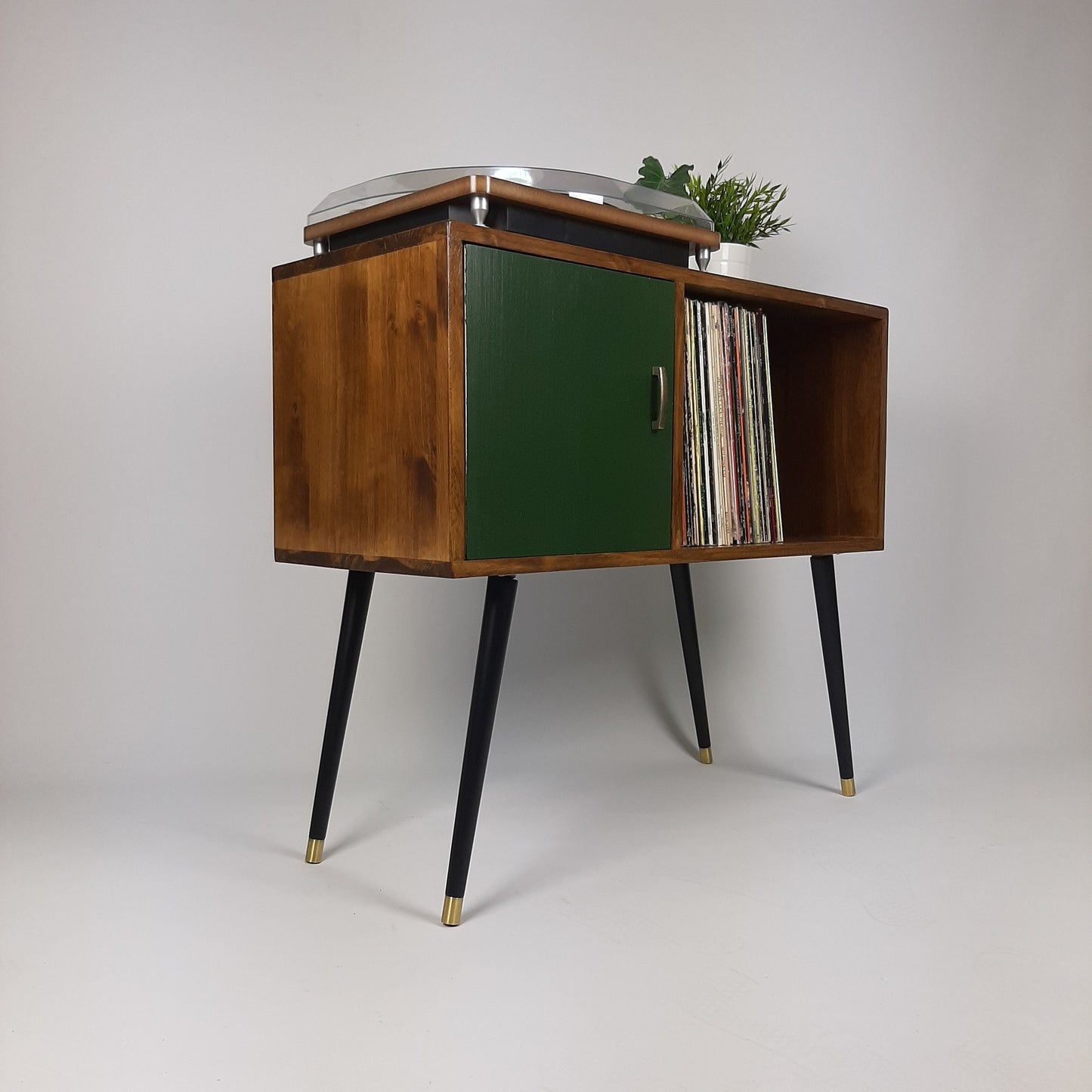 Walnut Sideboard | Green Door Brass Handle and Dansette Legs | Record Table | TV Stand
