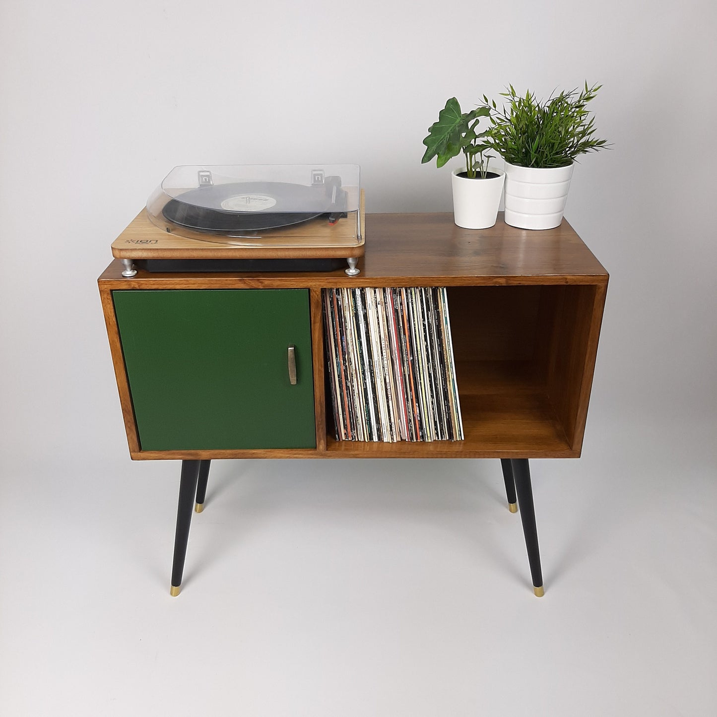 Walnut Sideboard | Green Door Brass Handle and Dansette Legs | Record Table | TV Stand
