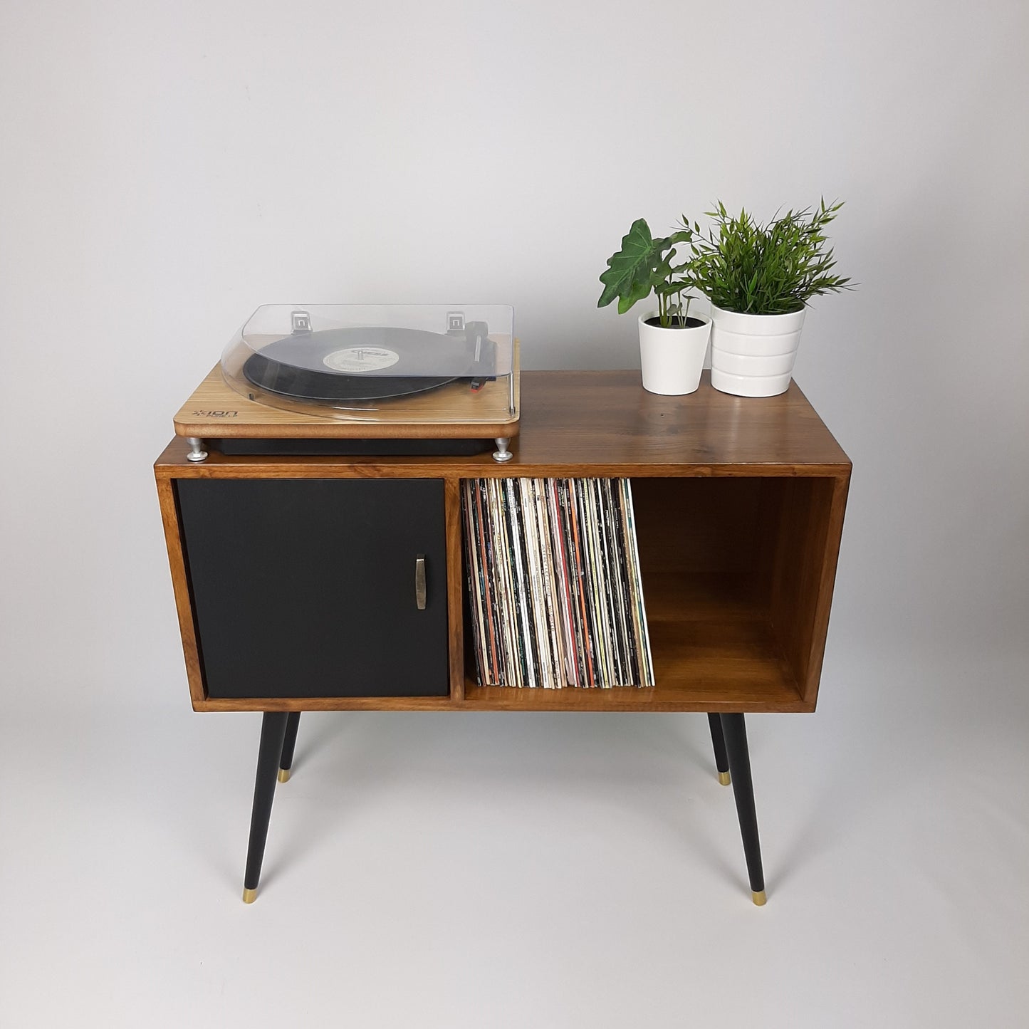 Walnut Sideboard | Black Door and Dansette Legs | Record Cabinet | Vinyl Cabinet | TV Stand