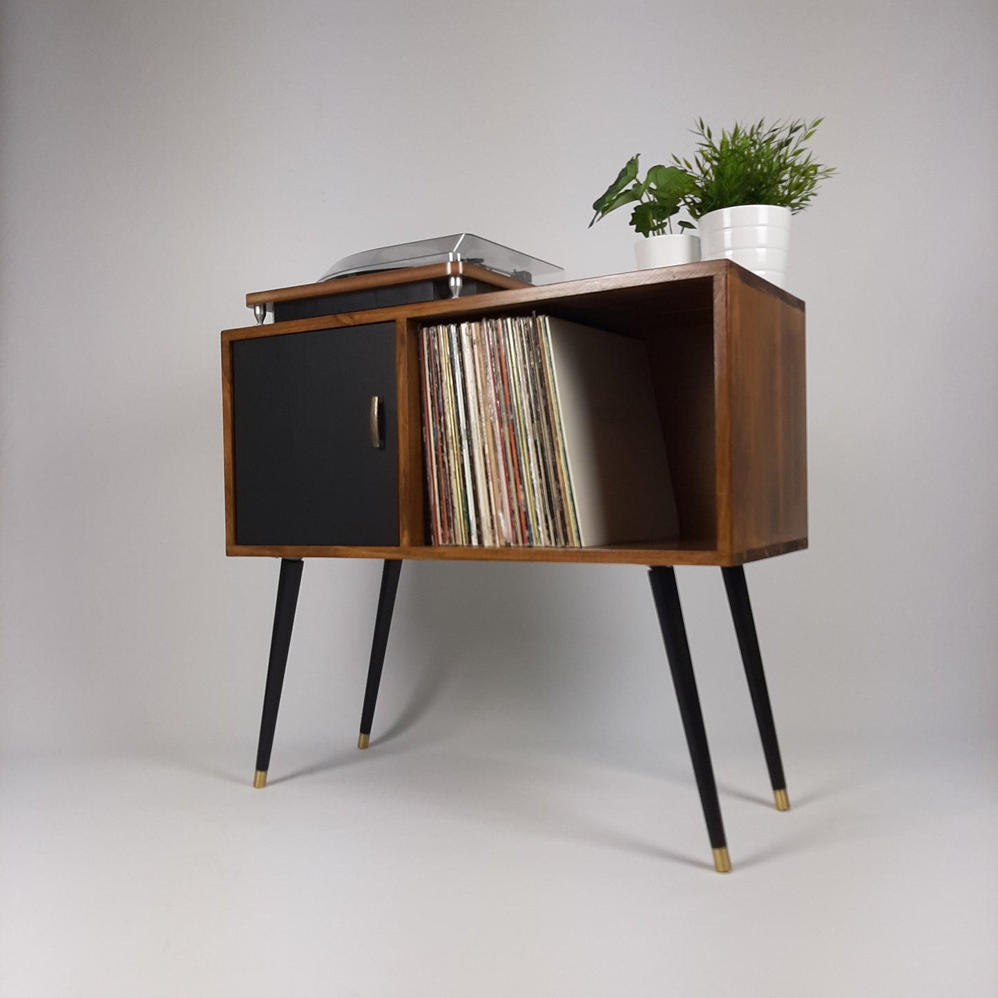 Walnut Sideboard | Black Door and Dansette Legs | Record Cabinet | Vinyl Cabinet | TV Stand