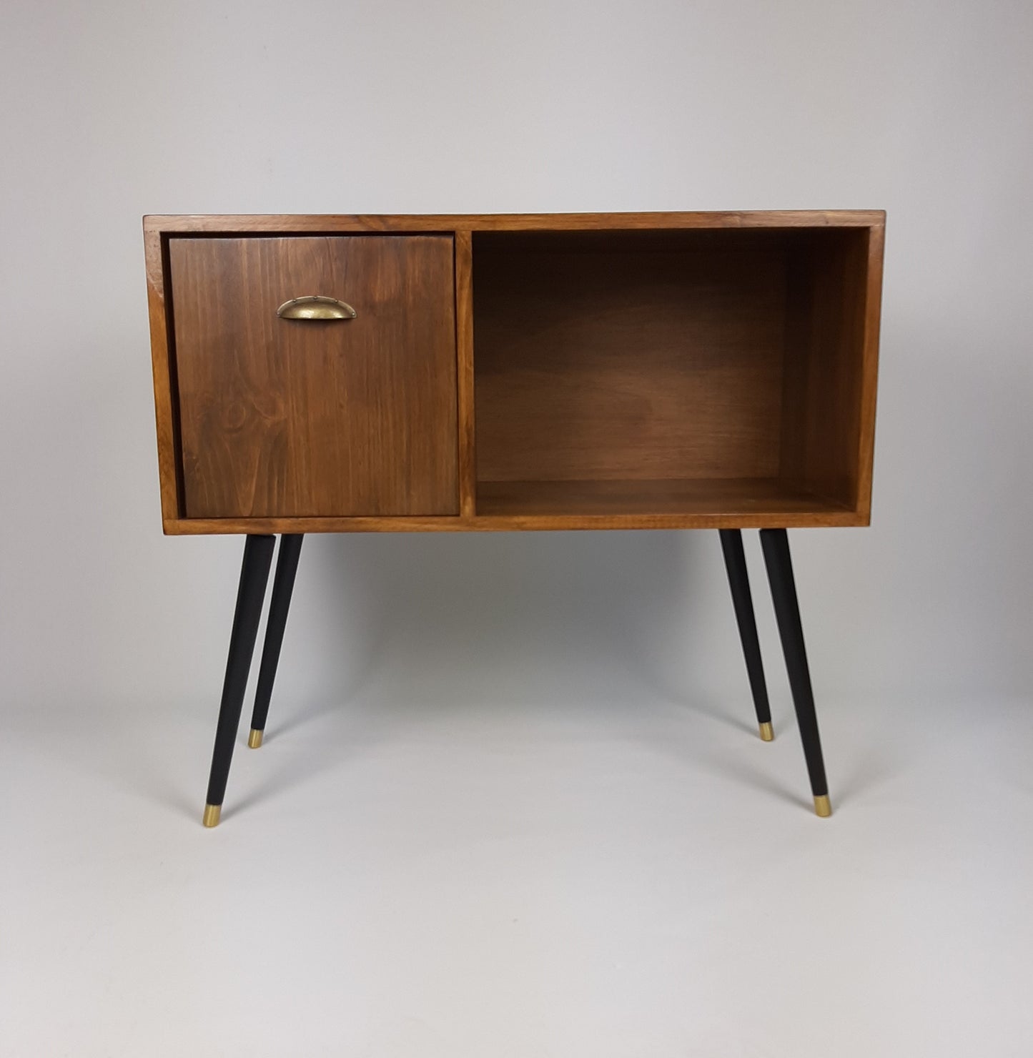 The Original Vinyl Record Table | Pull Down Door Brass Handle | Sideboard | Credenza | Mid Century Modern