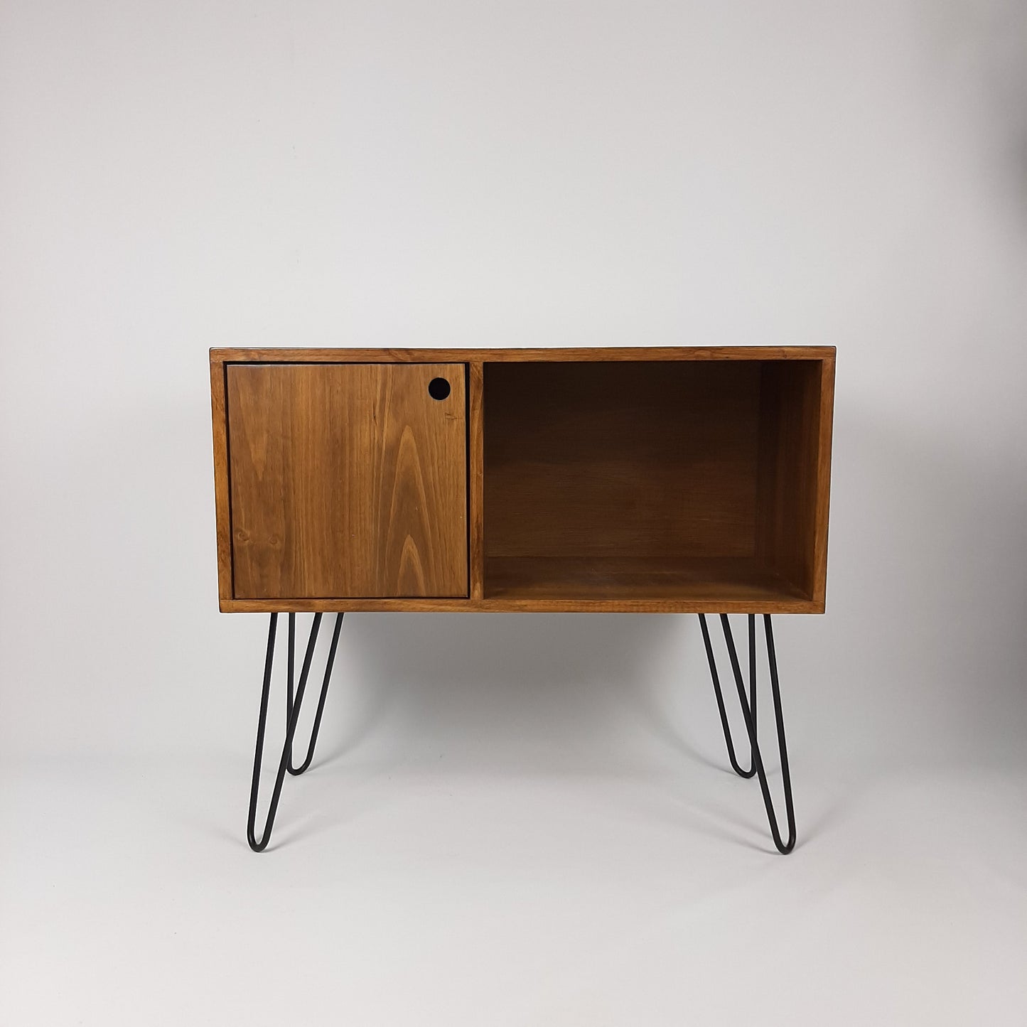 Walnut Sideboard with Black Hairpin Legs | Vinyl Record Storage | Minimalist Record Table | Sideboard