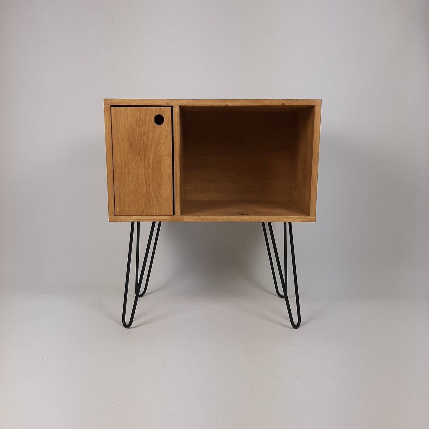 Oak Sideboard Media Console | Black Mid Century Hairpin Legs | 1950s Design | Mod Furniture | Natural Furniture