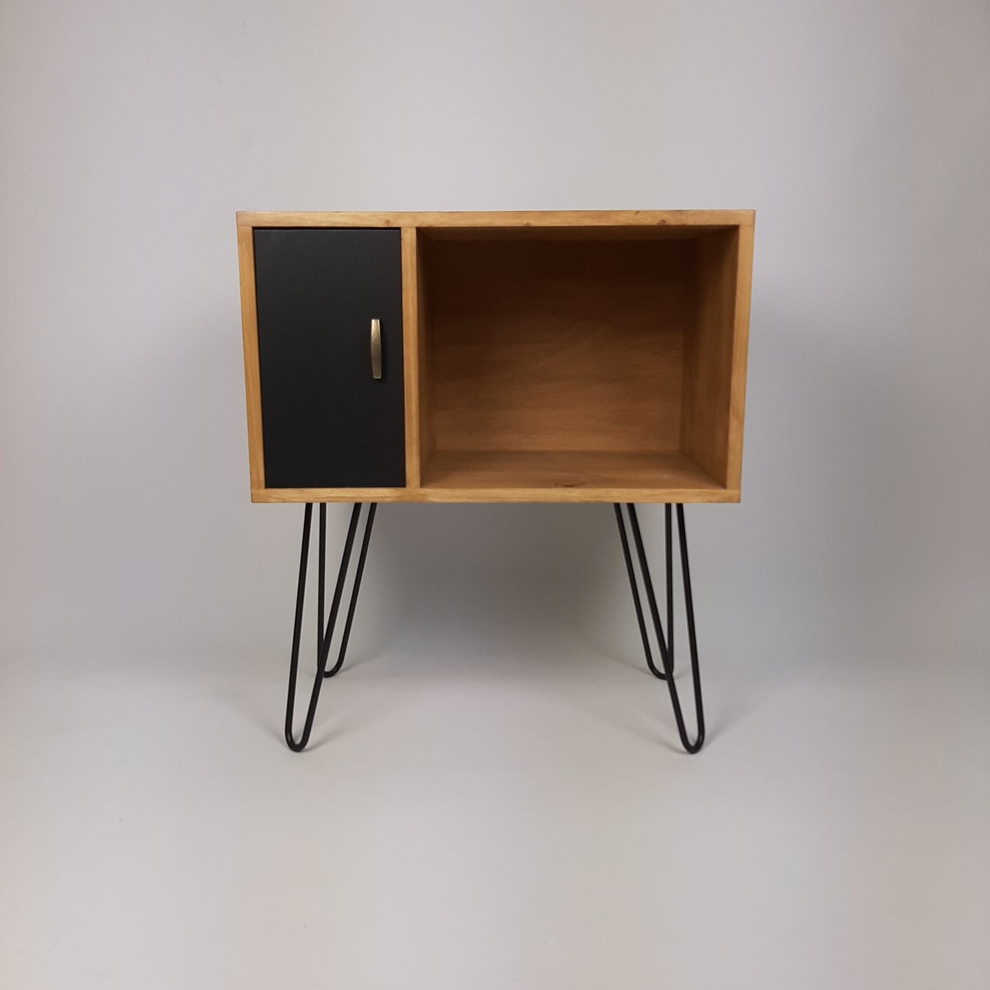 Small Oak Credenza | Black Door | Media Unit | Storage Buffet | Scandi Minimalist Design | Hairpin Legs Table