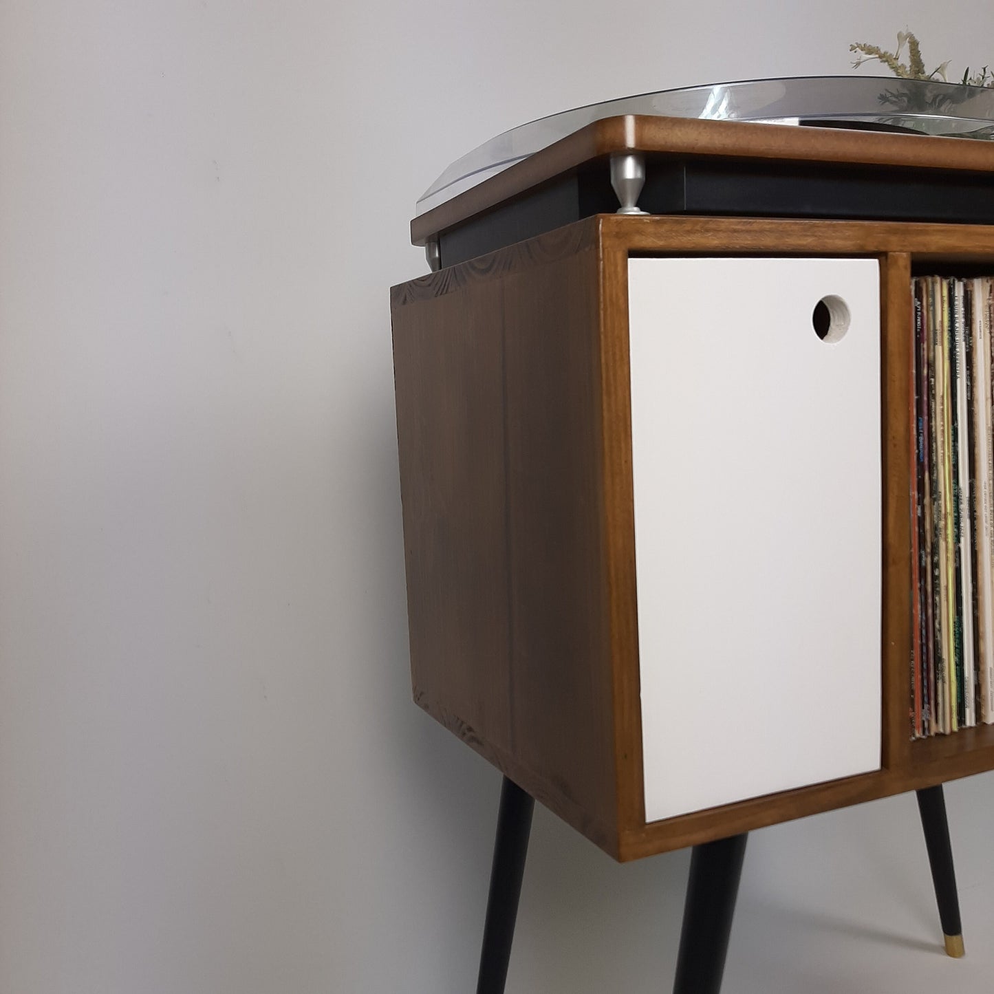 Compact Walnut Sideboard | Minimalist Media Console | Vinyl Record Storage | TV Stand | Solid Wood Sideboard