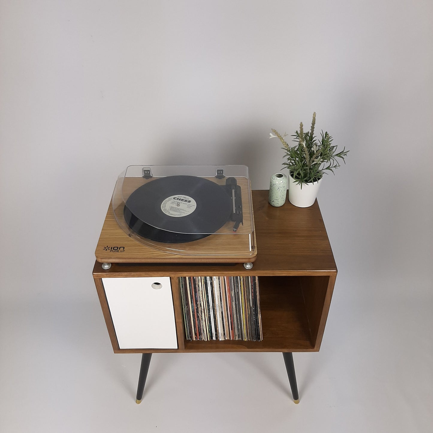 Compact Walnut Sideboard | Minimalist Media Console | Vinyl Record Storage | TV Stand | Solid Wood Sideboard