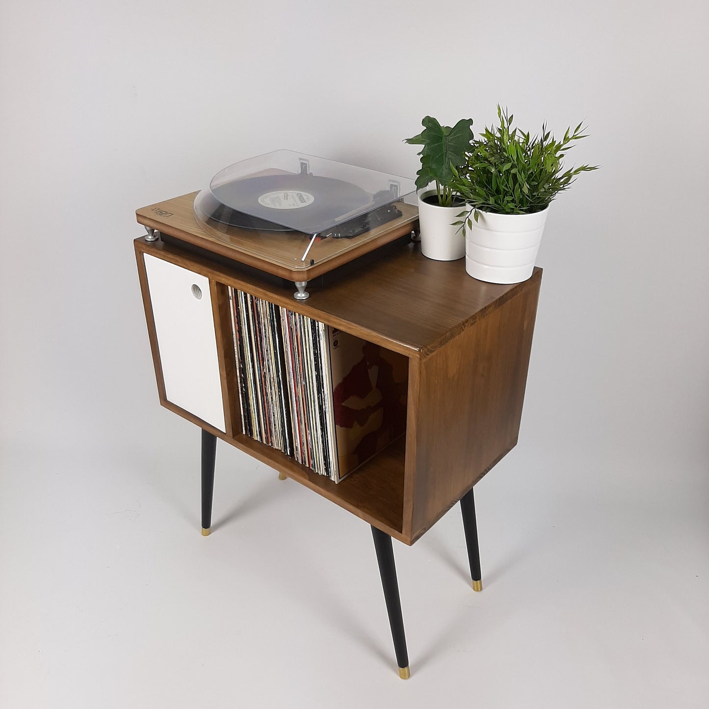 Compact Walnut Sideboard | Minimalist Media Console | Vinyl Record Storage | TV Stand | Solid Wood Sideboard
