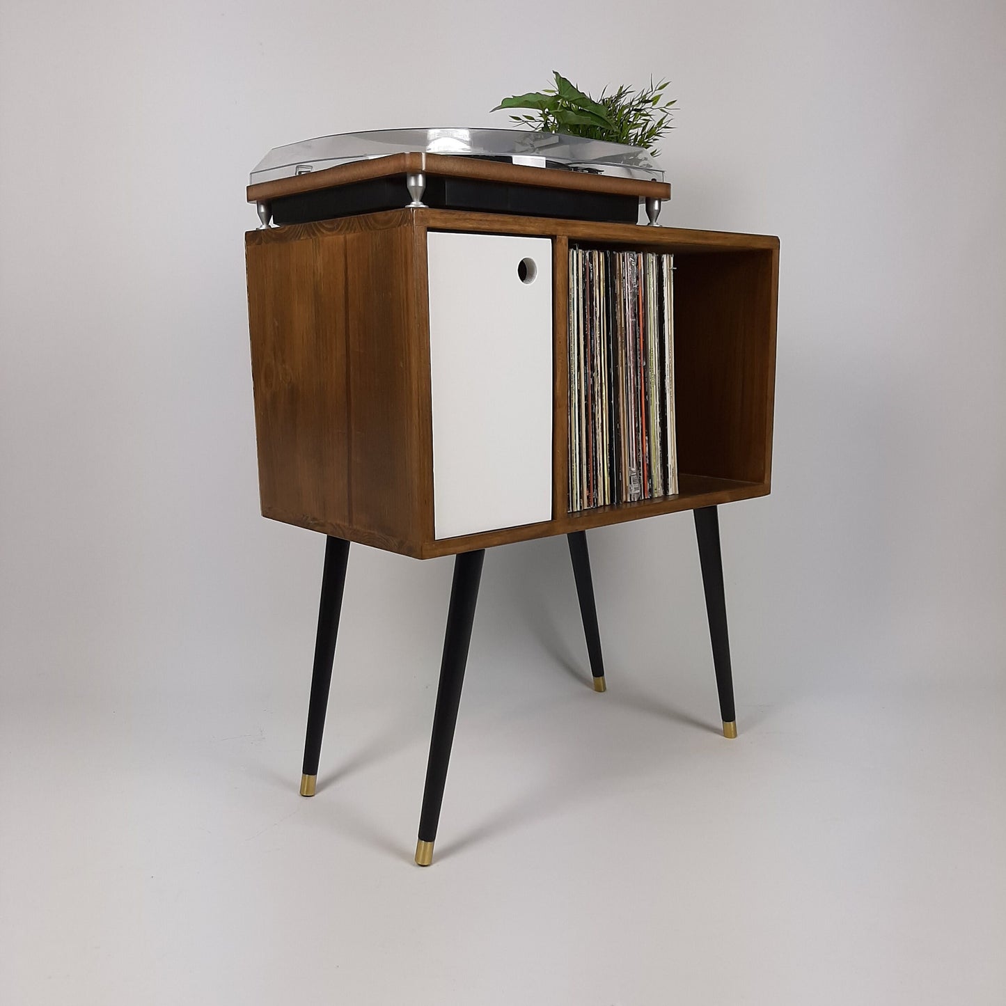 Compact Walnut Sideboard | Minimalist Media Console | Vinyl Record Storage | TV Stand | Solid Wood Sideboard