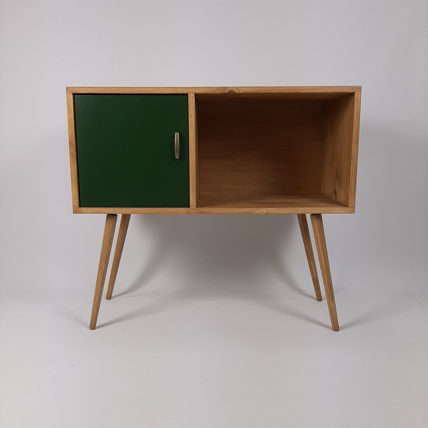 Oak Sideboard Green Door | Media Console | Vinyl Record Storage | Record Cabinet | Media Sideboard | Solid Wood
