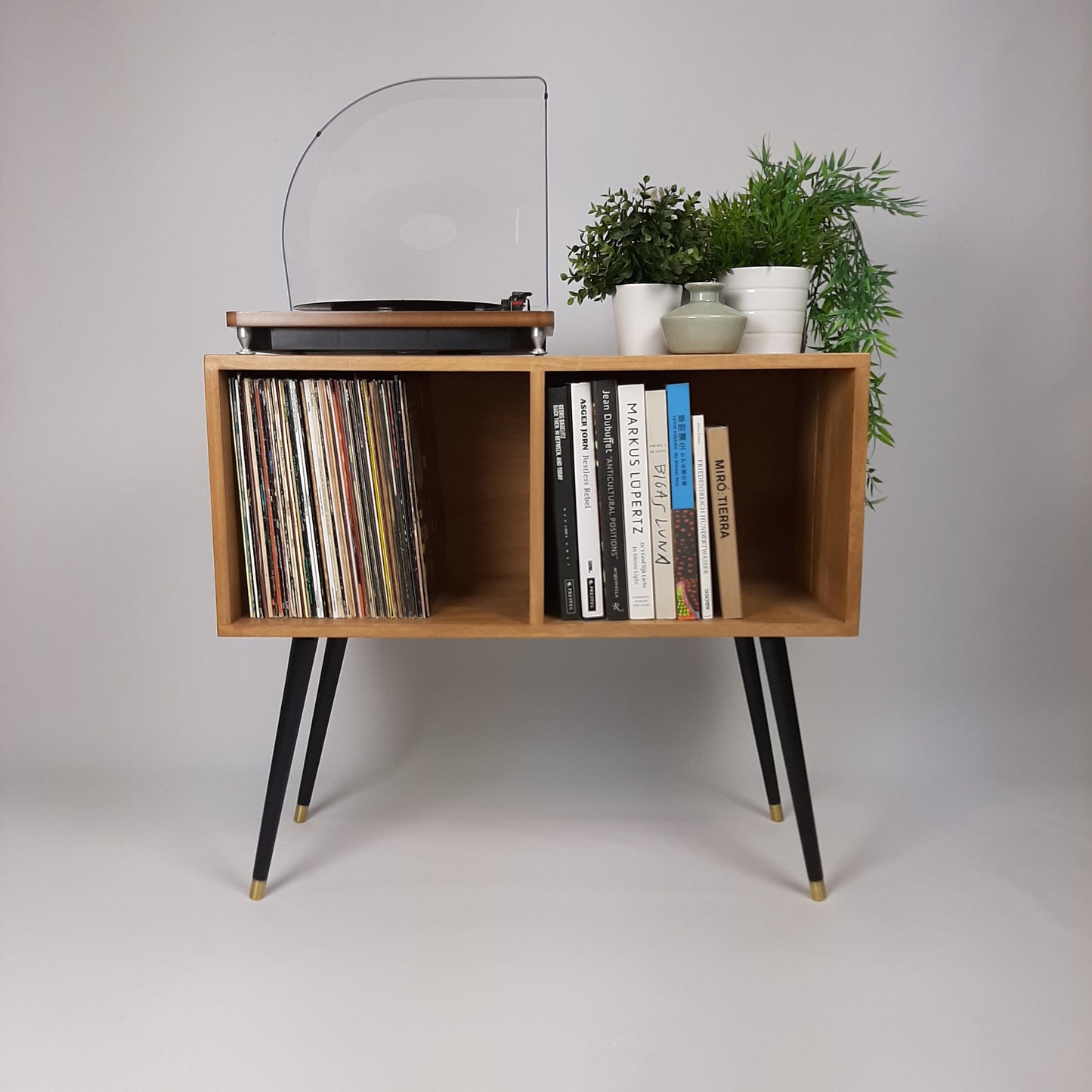 Oak Sideboard w/ Black Mid Century Legs | Classic Style | Vinyl Record Table
