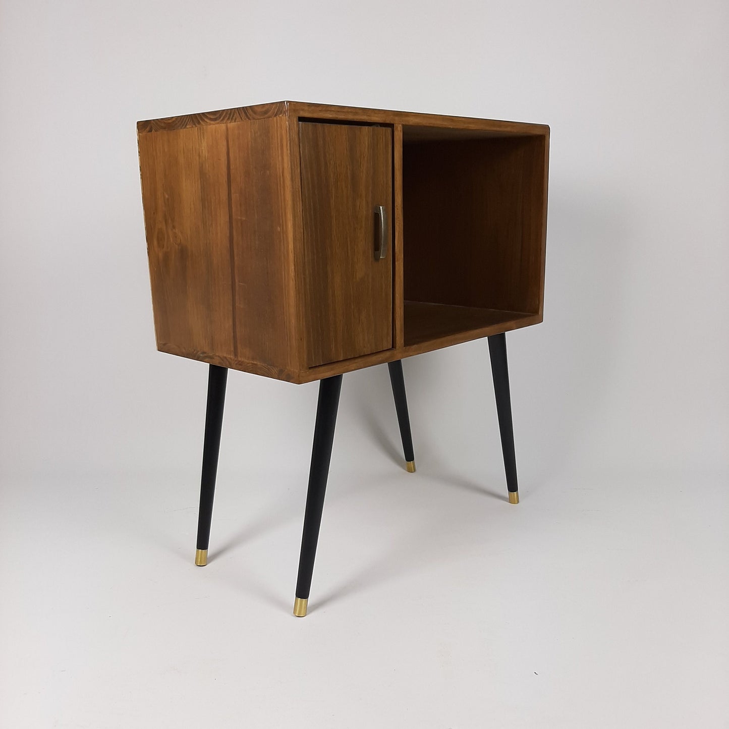 Compact Classic Sideboard with Brass Handle | Media Console | Media Console with Black Legs | Mid Century Modern Design |