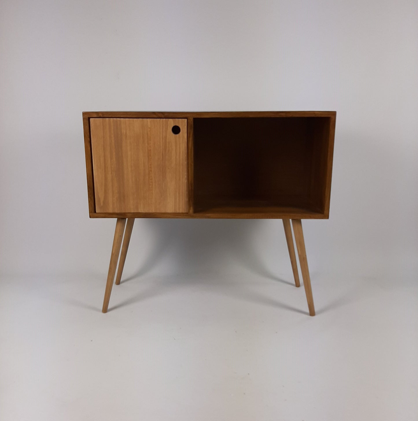 Walnut Sideboard with Oak Legs & Oak Door | Vinyl Record Storage | Mid Century Cabinet | Sideboard | Vinyl Storage | Coffee Table