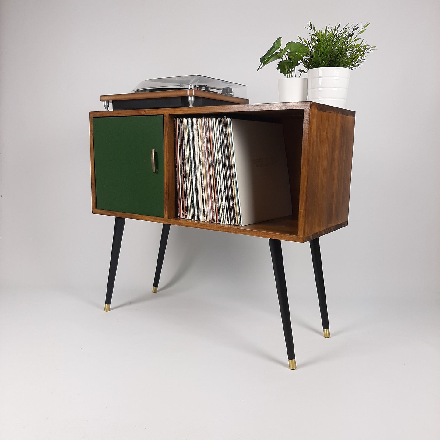 Walnut Sideboard | Green Door Brass Handle and Dansette Legs | Record Table | TV Stand