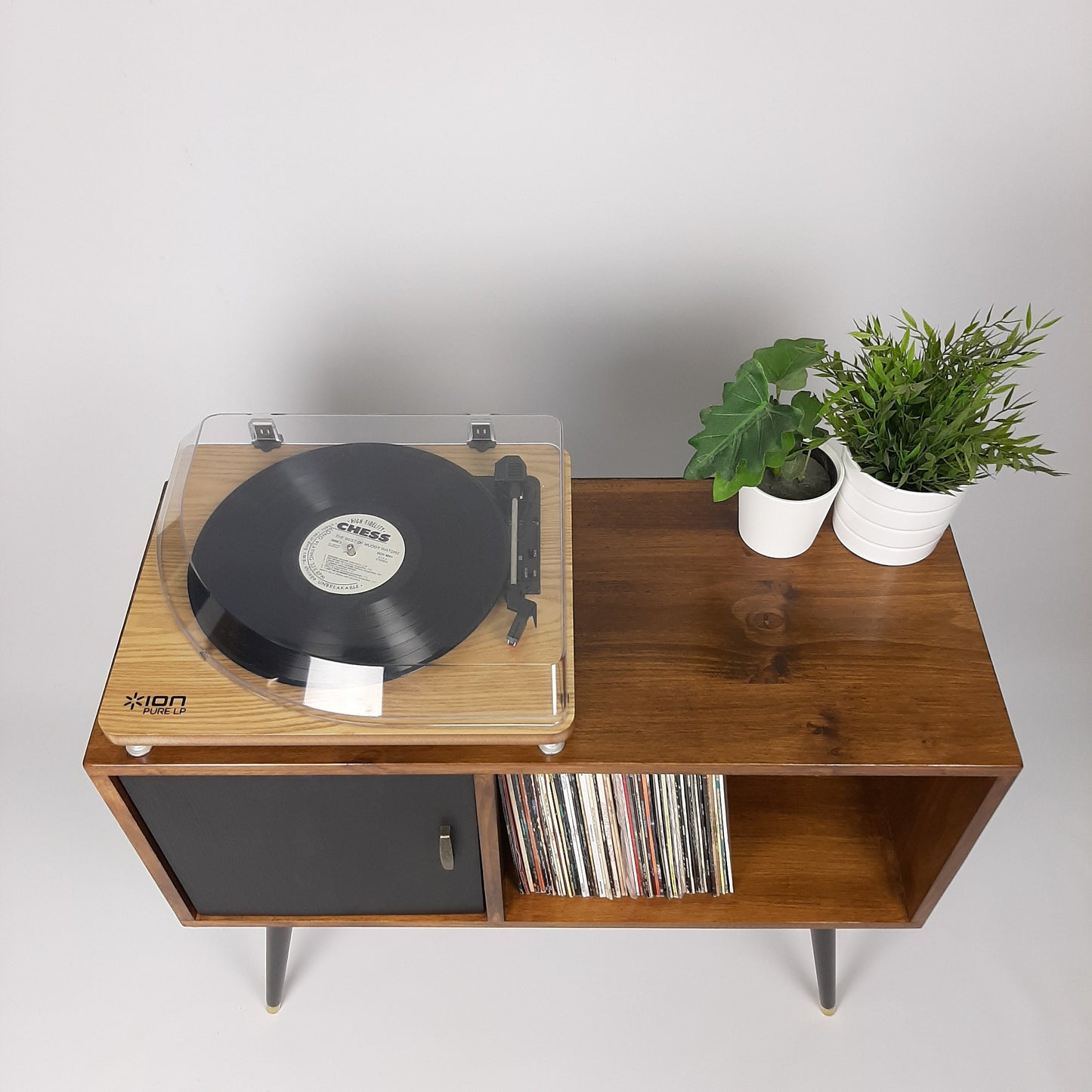 Walnut Sideboard | Black Door and Dansette Legs | Record Cabinet | Vinyl Cabinet | TV Stand