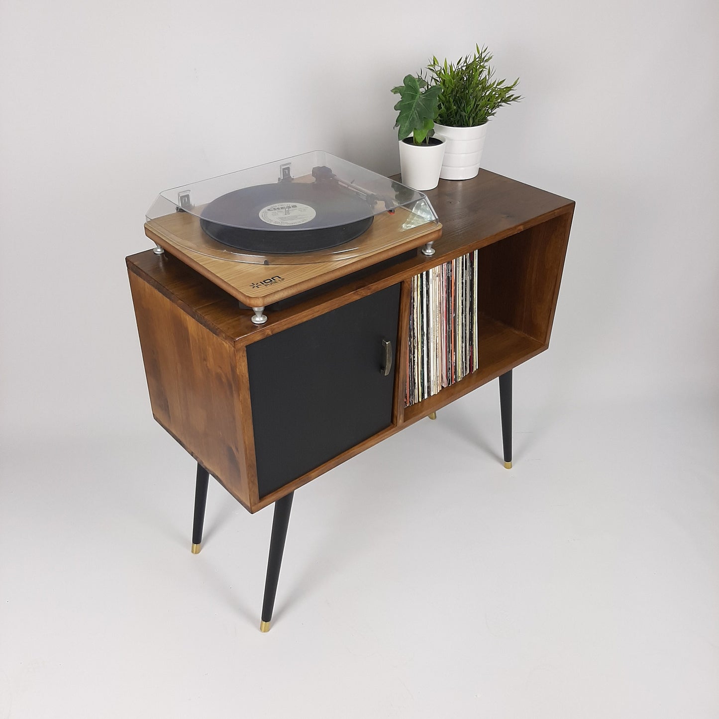 Walnut Sideboard | Black Door and Dansette Legs | Record Cabinet | Vinyl Cabinet | TV Stand