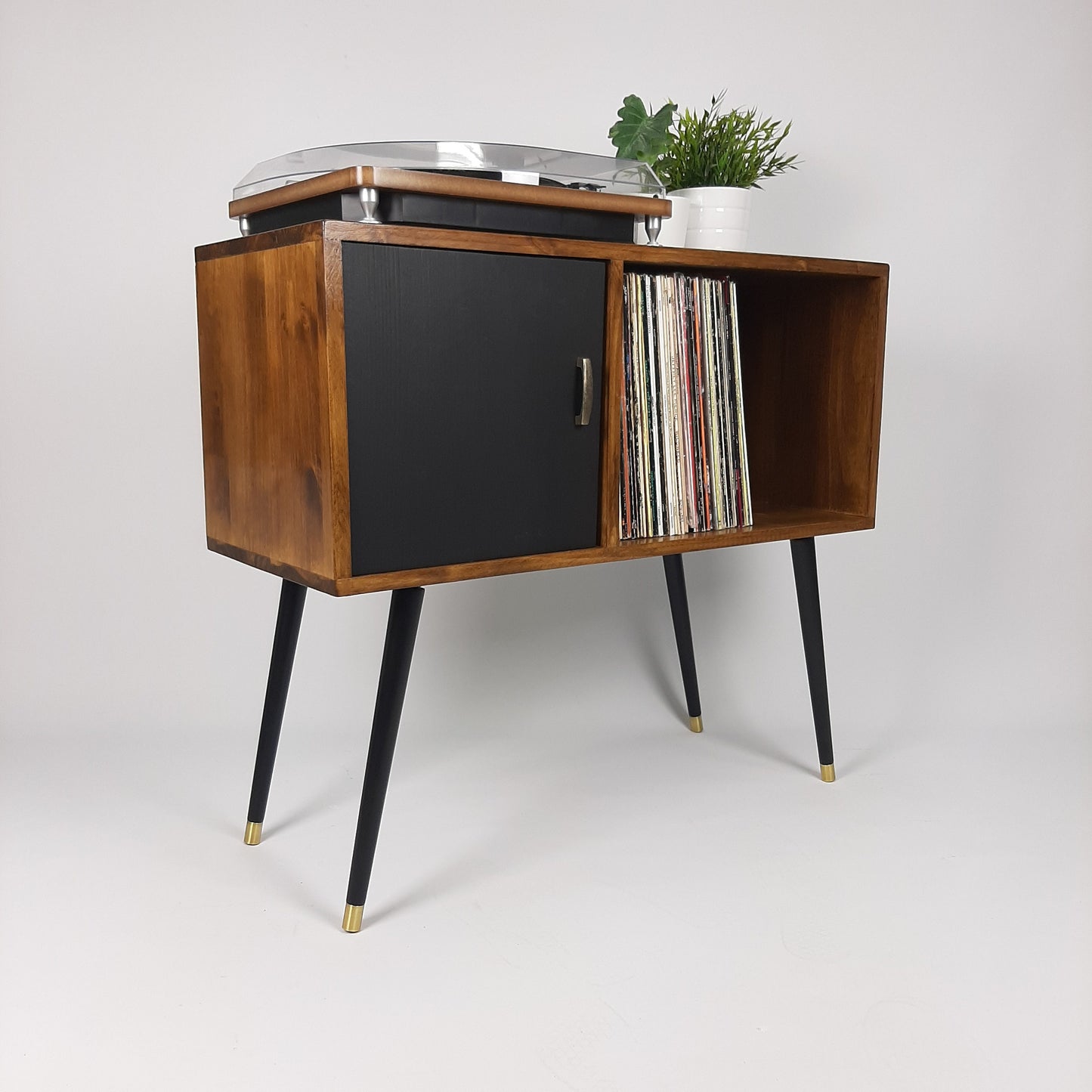 Walnut Sideboard | Black Door and Dansette Legs | Record Cabinet | Vinyl Cabinet | TV Stand