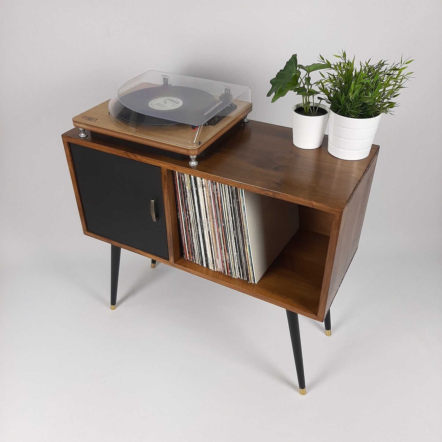Walnut Sideboard | Black Door and Dansette Legs | Record Cabinet | Vinyl Cabinet | TV Stand