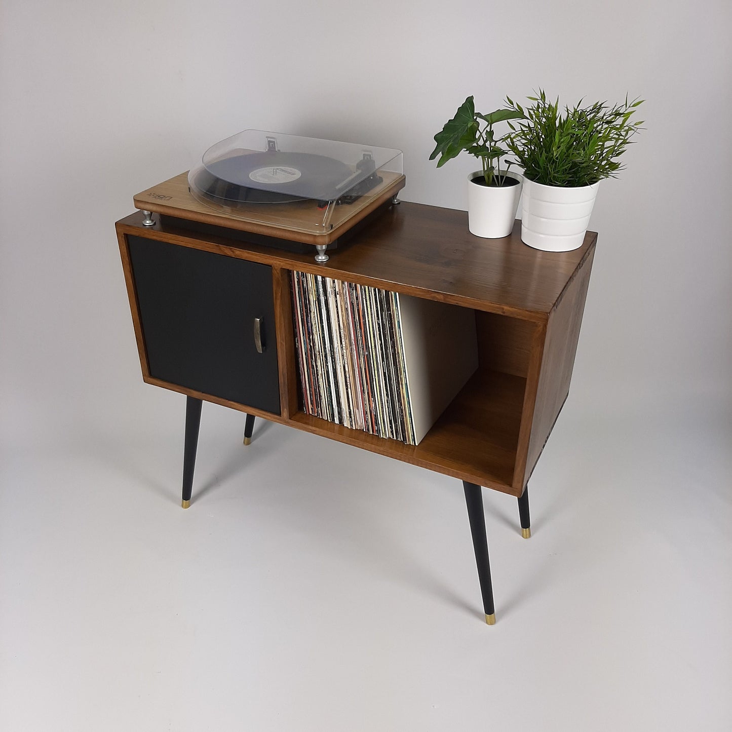 Walnut Sideboard | Black Door and Dansette Legs | Record Cabinet | Vinyl Cabinet | TV Stand