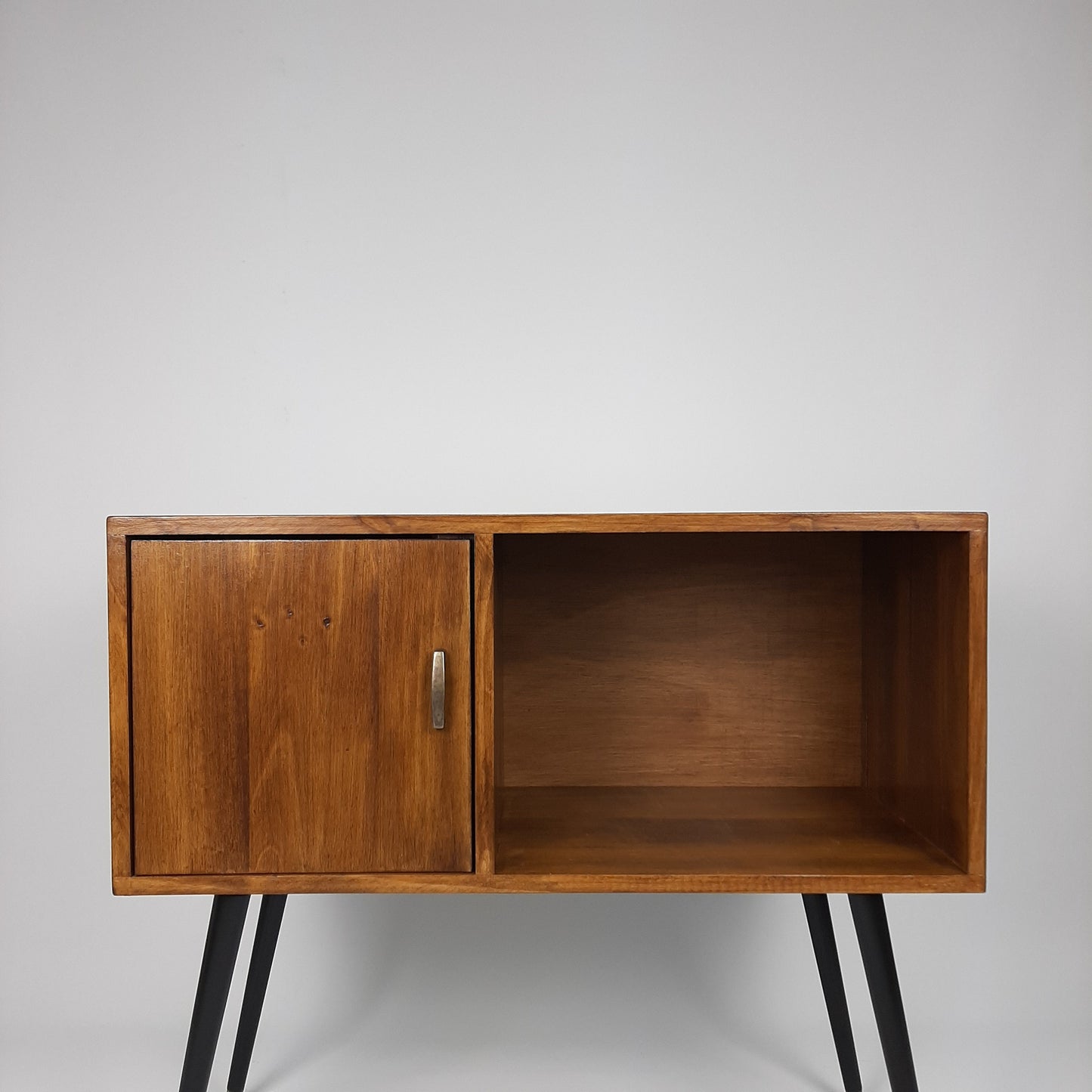 Walnut Sideboard | Black Dansette Legs | Classic Brass Handle | Midcentury Sideboard | Vinyl Record Storage