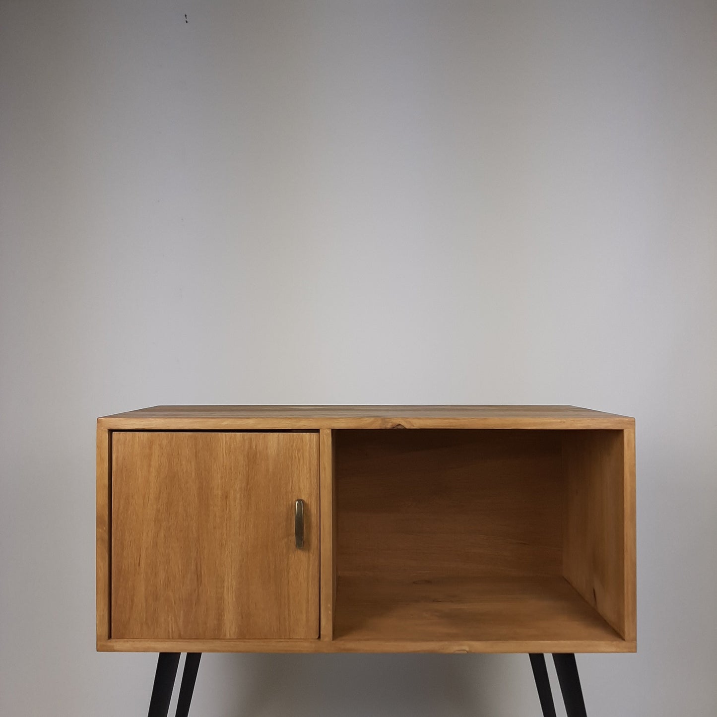 Oak Sideboard | Solid Wood Sideboard | Vinyl Record Storage | Mid Century Modern | Medium Cabinet | With Brass