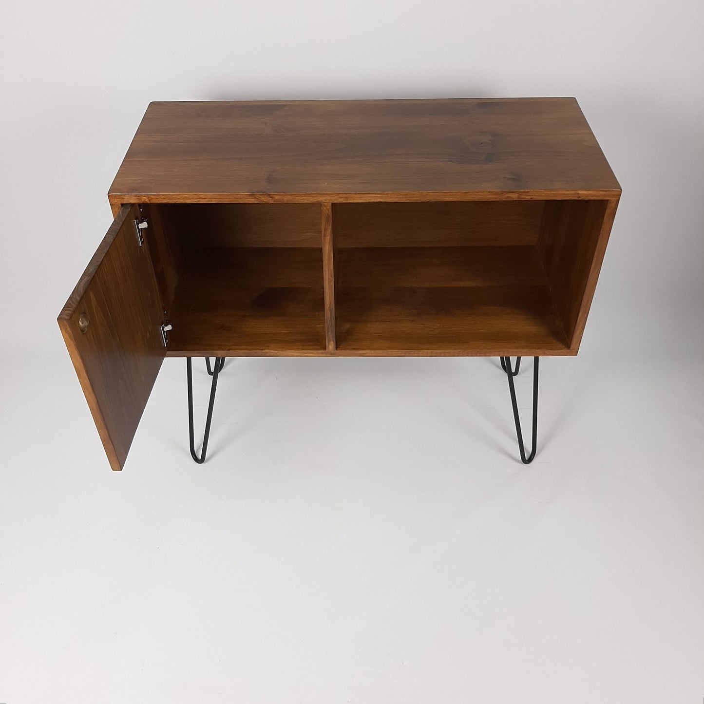 Walnut Sideboard w/ Hairpin Legs | Vinyl Record Storage | Record Table | Scandinavian Design | Side Table