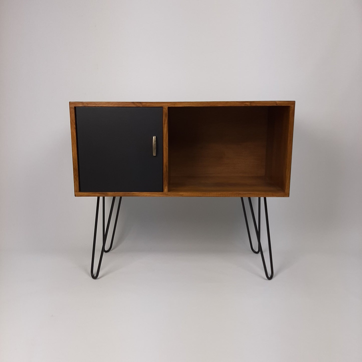 Walnut Sideboard w/ Hairpin Legs | Vinyl Record Storage | Record Table | Scandinavian Design | Side Table