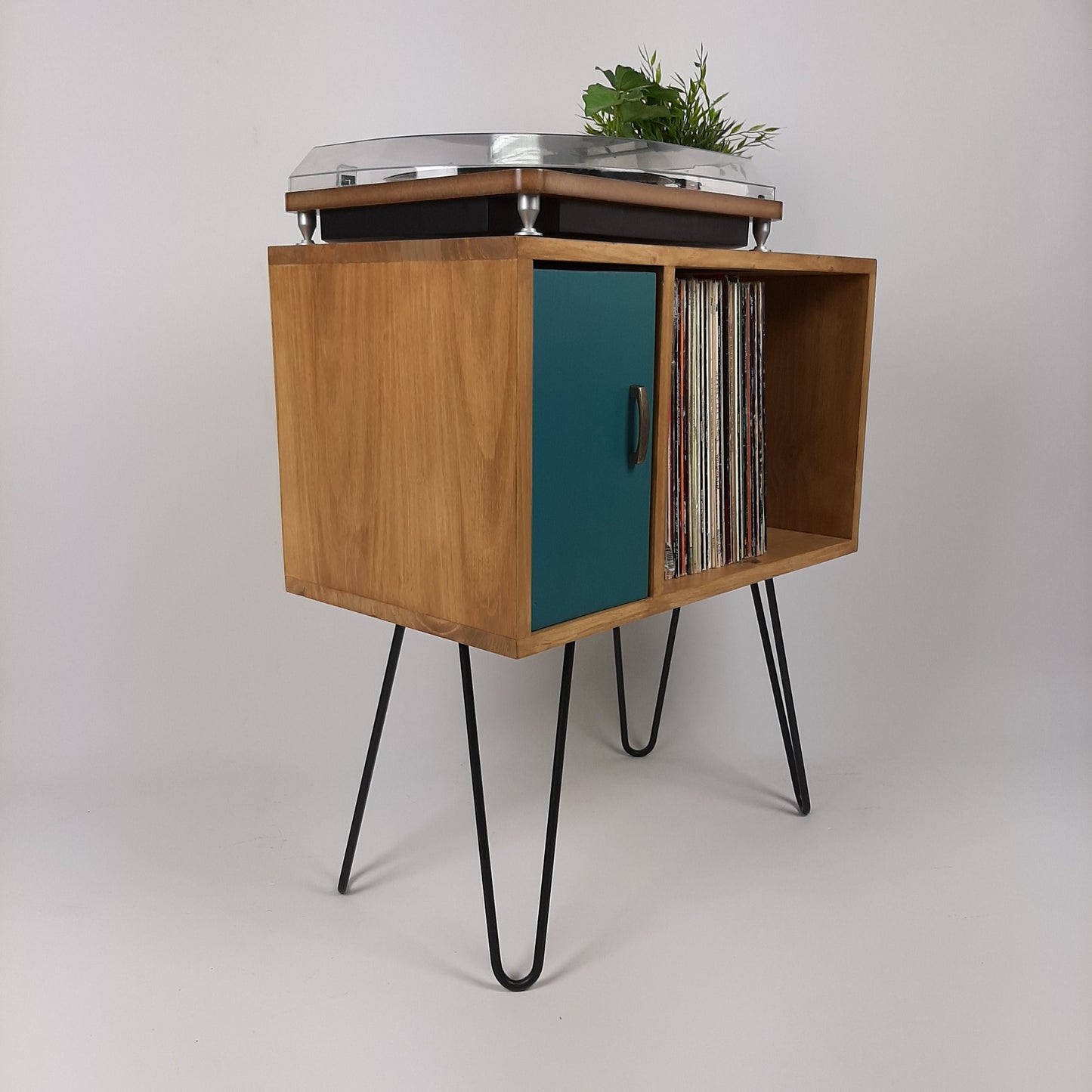 Small Oak Credenza | Blue Door | Media Unit | Storage Buffet | Scandi Minimalist Design | Hairpin Legs Table