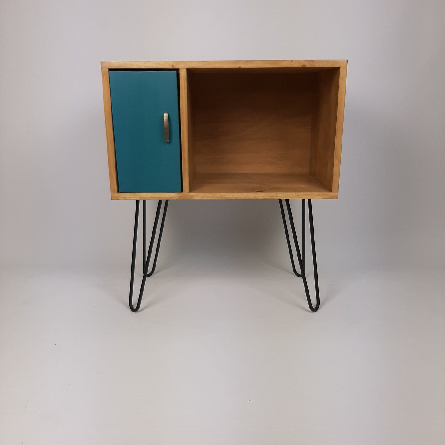 Small Oak Credenza | Blue Door | Media Unit | Storage Buffet | Scandi Minimalist Design | Hairpin Legs Table