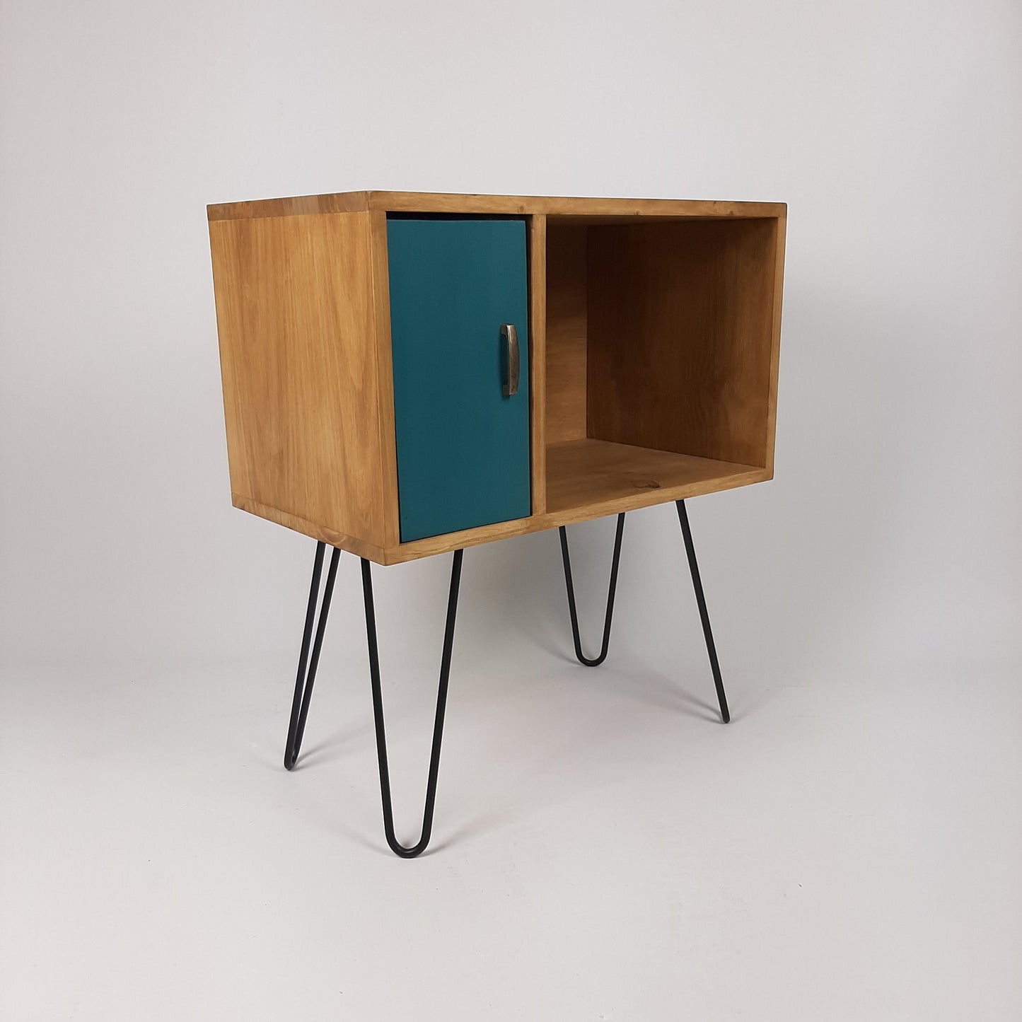 Small Oak Credenza | Blue Door | Media Unit | Storage Buffet | Scandi Minimalist Design | Hairpin Legs Table
