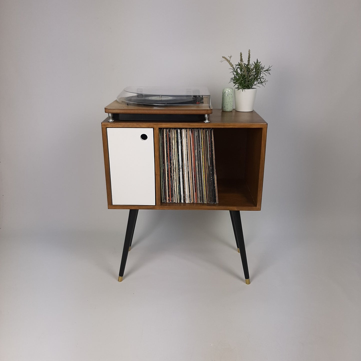 Compact Walnut Sideboard | Minimalist Media Console | Vinyl Record Storage | TV Stand | Solid Wood Sideboard