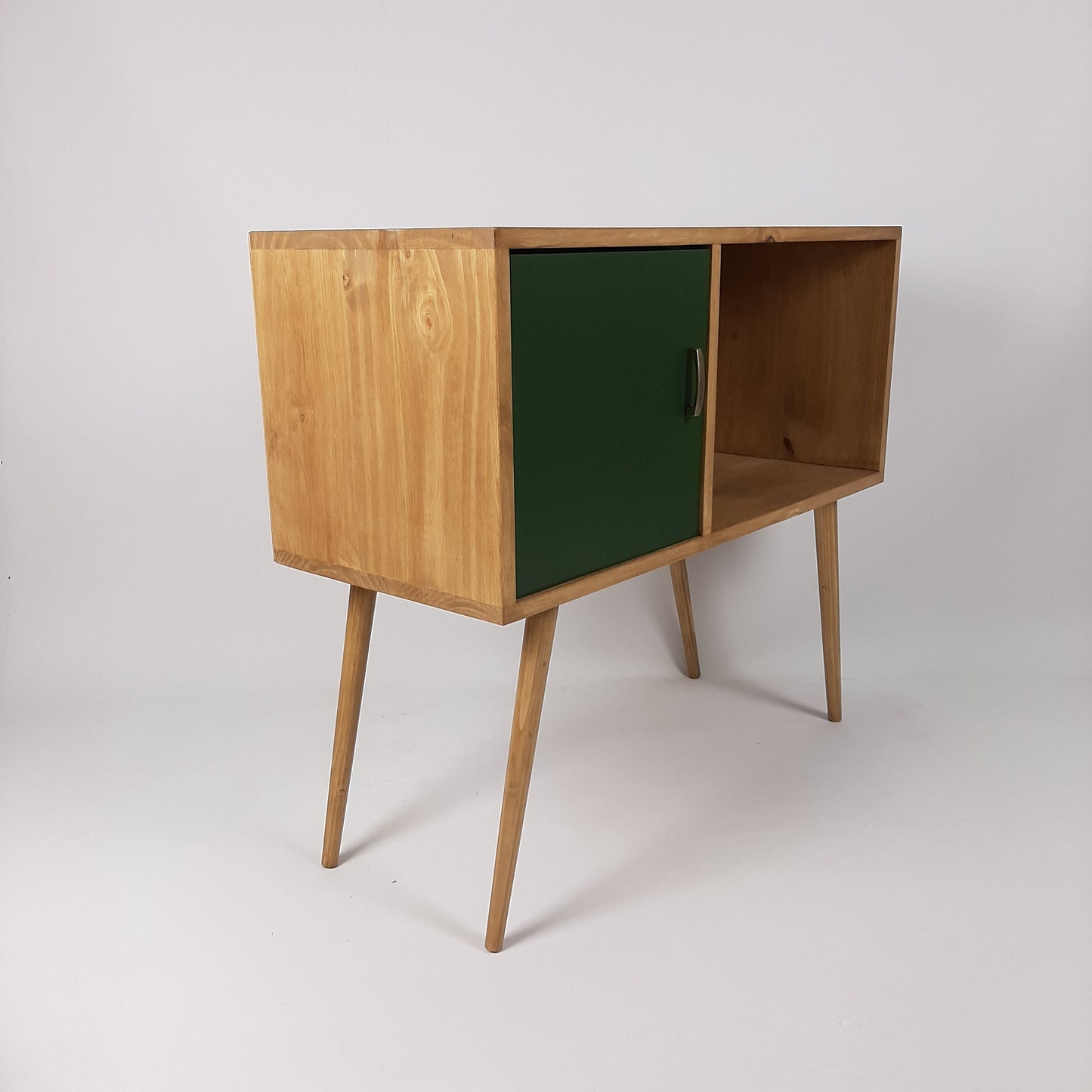 Oak Sideboard Green Door | Media Console | Vinyl Record Storage | Record Cabinet | Media Sideboard | Solid Wood