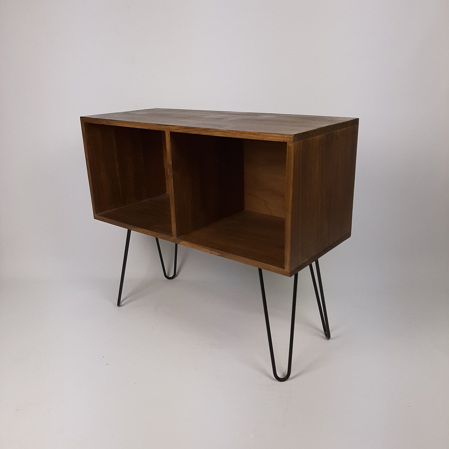 Walnut Sideboard Black Haipin Legs Table | Maple Sideboard | Media Console | Mid Century Modern Vinyl Storage | Mid Century Sideboard