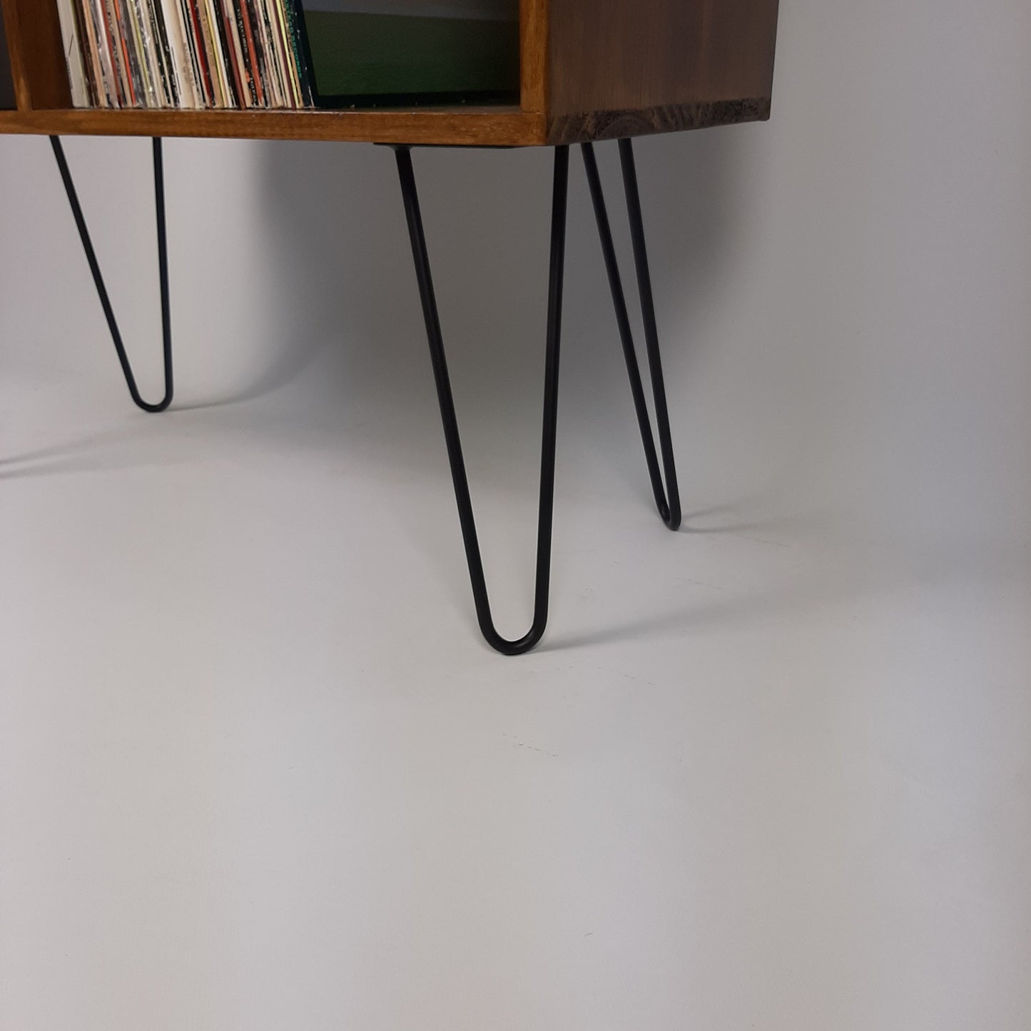 Walnut Sideboard Black Haipin Legs Table | Maple Sideboard | Media Console | Mid Century Modern Vinyl Storage | Mid Century Sideboard
