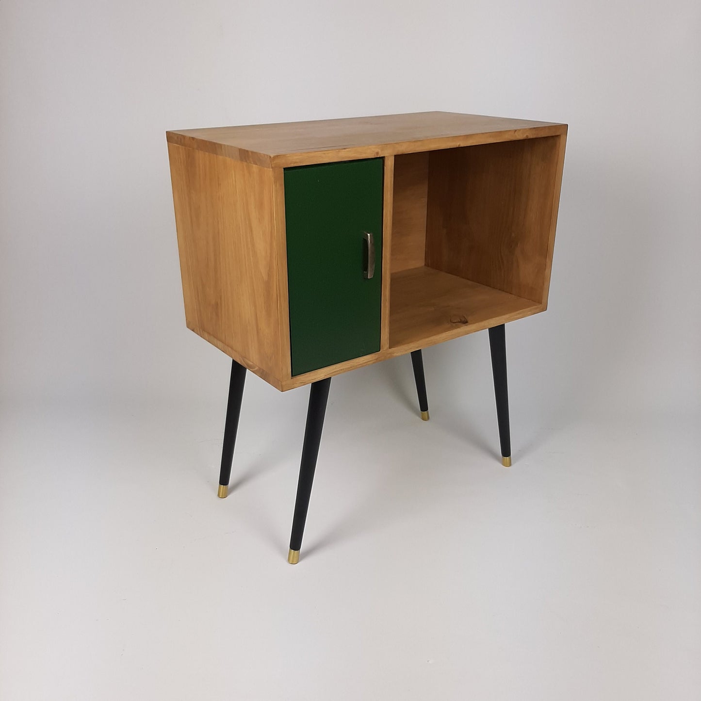 Oak Sideboard with Forest Green Door | Vinyl Record Storage | Console Table | Vinyl Cabinet | Mid Century Modern Legs | Dansette Record