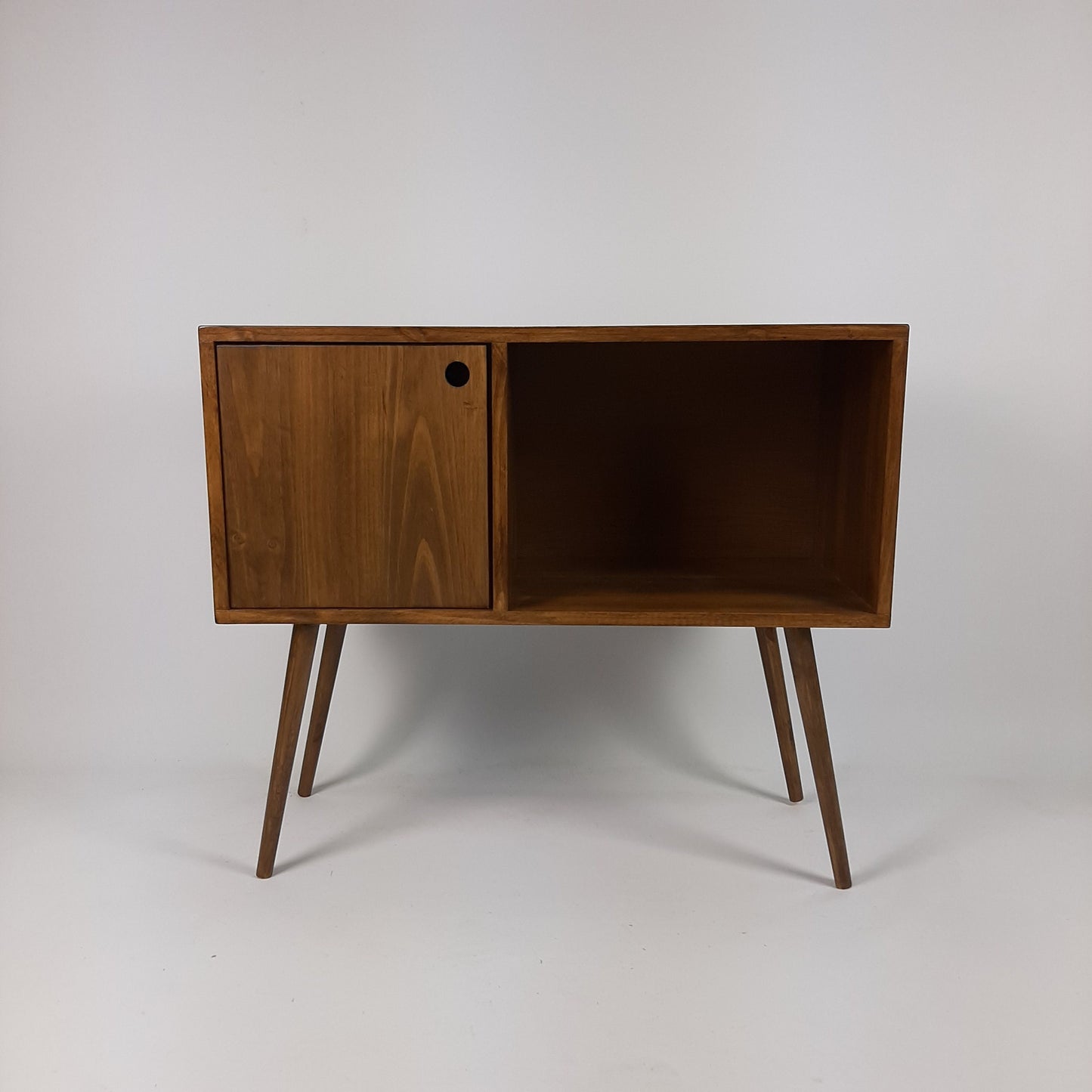 Record Table Walnut with Wooden Legs | Medium Sideboard | Media Console | Vinyl Cabinet | Solid Wood Vinyl Record Table