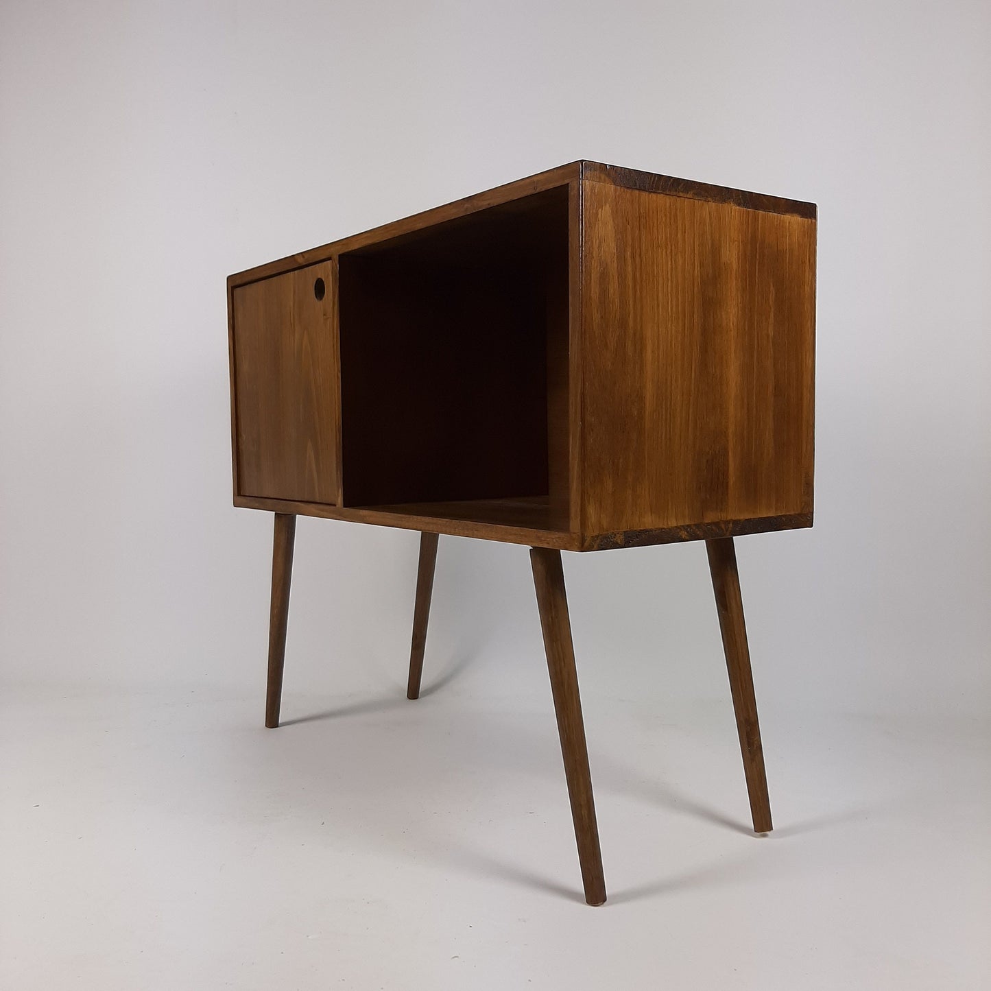 Record Table Walnut with Wooden Legs | Medium Sideboard | Media Console | Vinyl Cabinet | Solid Wood Vinyl Record Table