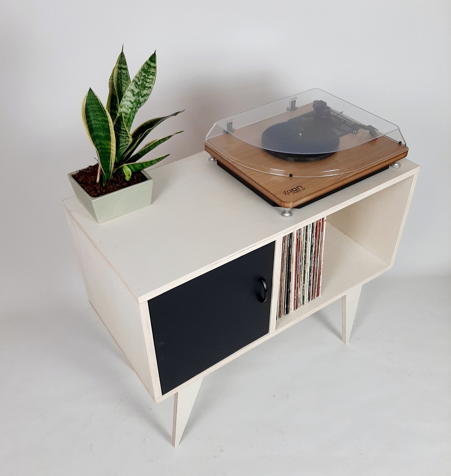 Minimalist Sideboard | Black Door | Vinyl Record Storage | Neutral Credenza | TV Stand