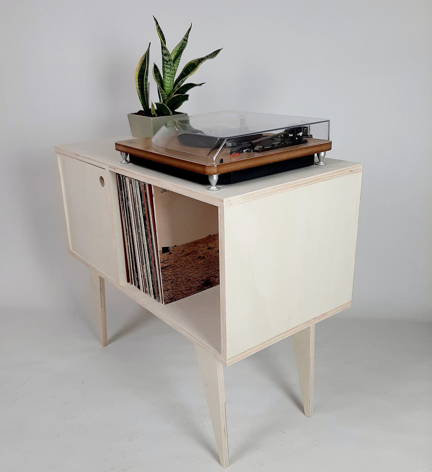 Minimalist Sideboard | Beech Plywood | Vinyl Record Storage | Neutral Credenza | TV Stand