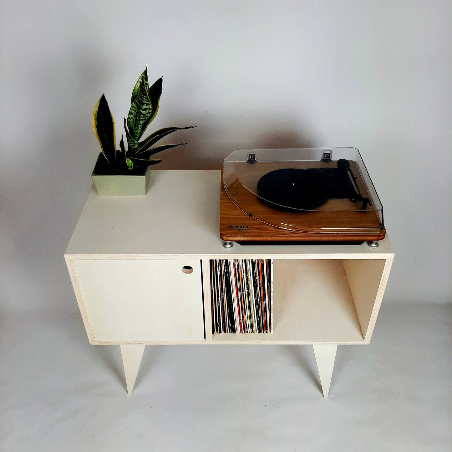 Minimalist Sideboard | Beech Plywood | Vinyl Record Storage | Neutral Credenza | TV Stand